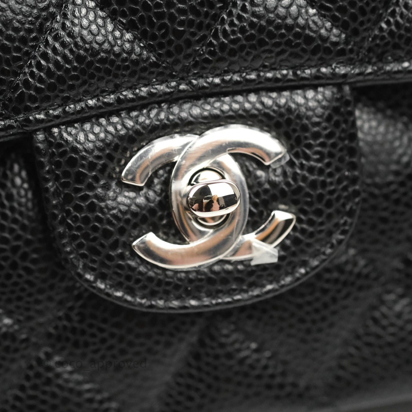 Chanel Classic M/L Medium Flap Quilted Black Caviar Silver Hardware