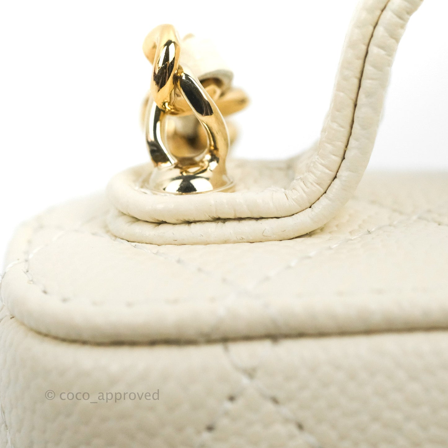Chanel Quilted Small Handle With Care Vanity Case With Chain Ivory Caviar Gold Hardware