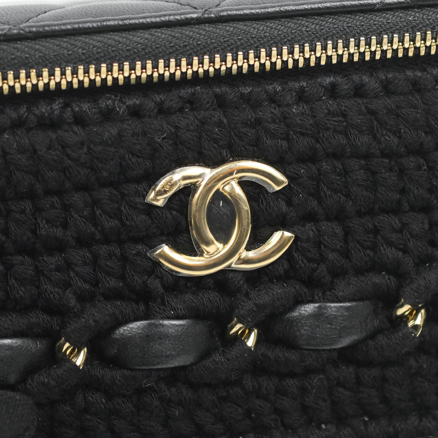 Chanel Vanity with Chain Crochet Black Lambskin Gold Hardware