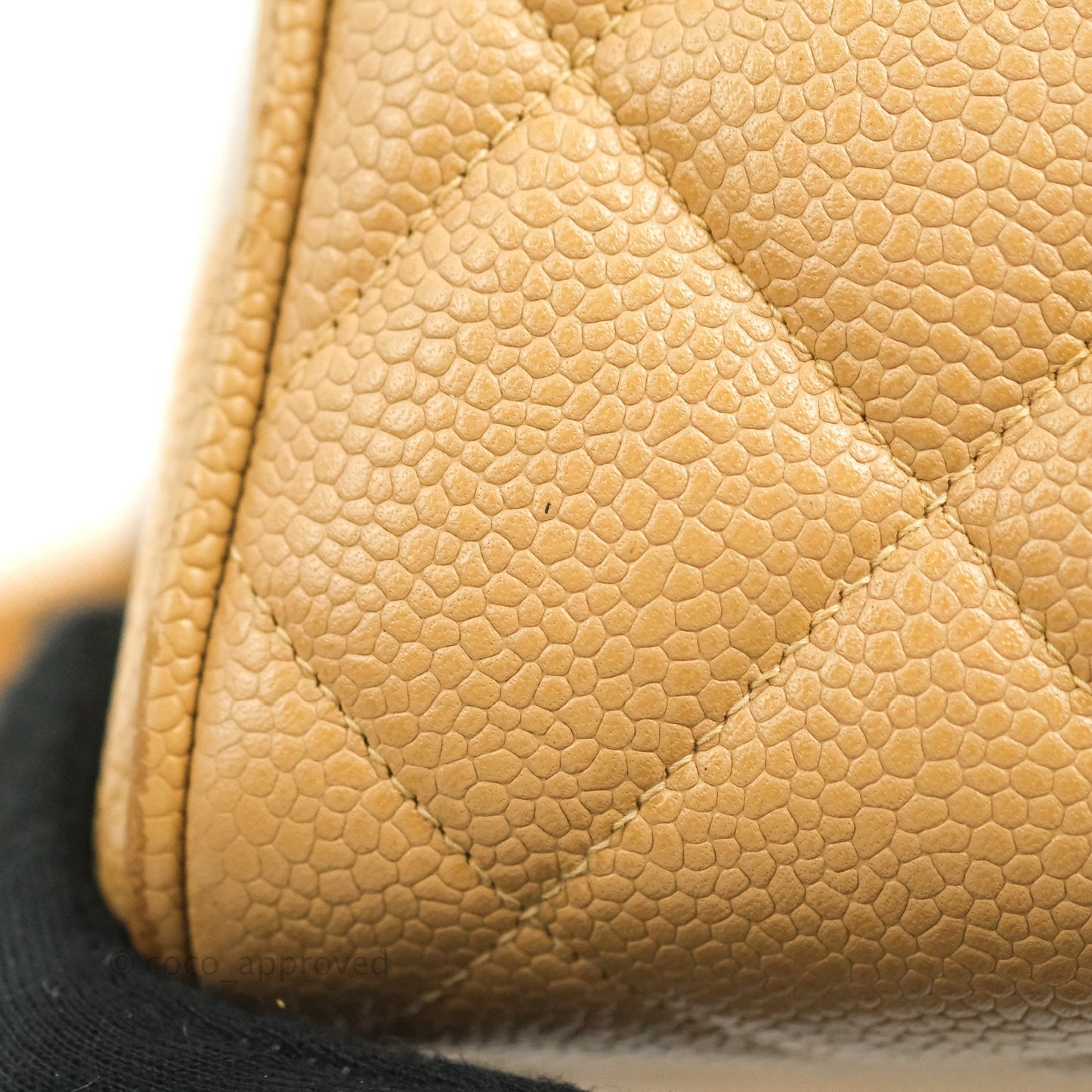 Chanel Vintage CC Large Square Flap Bag Beige Caviar 24K Gold Hardware
