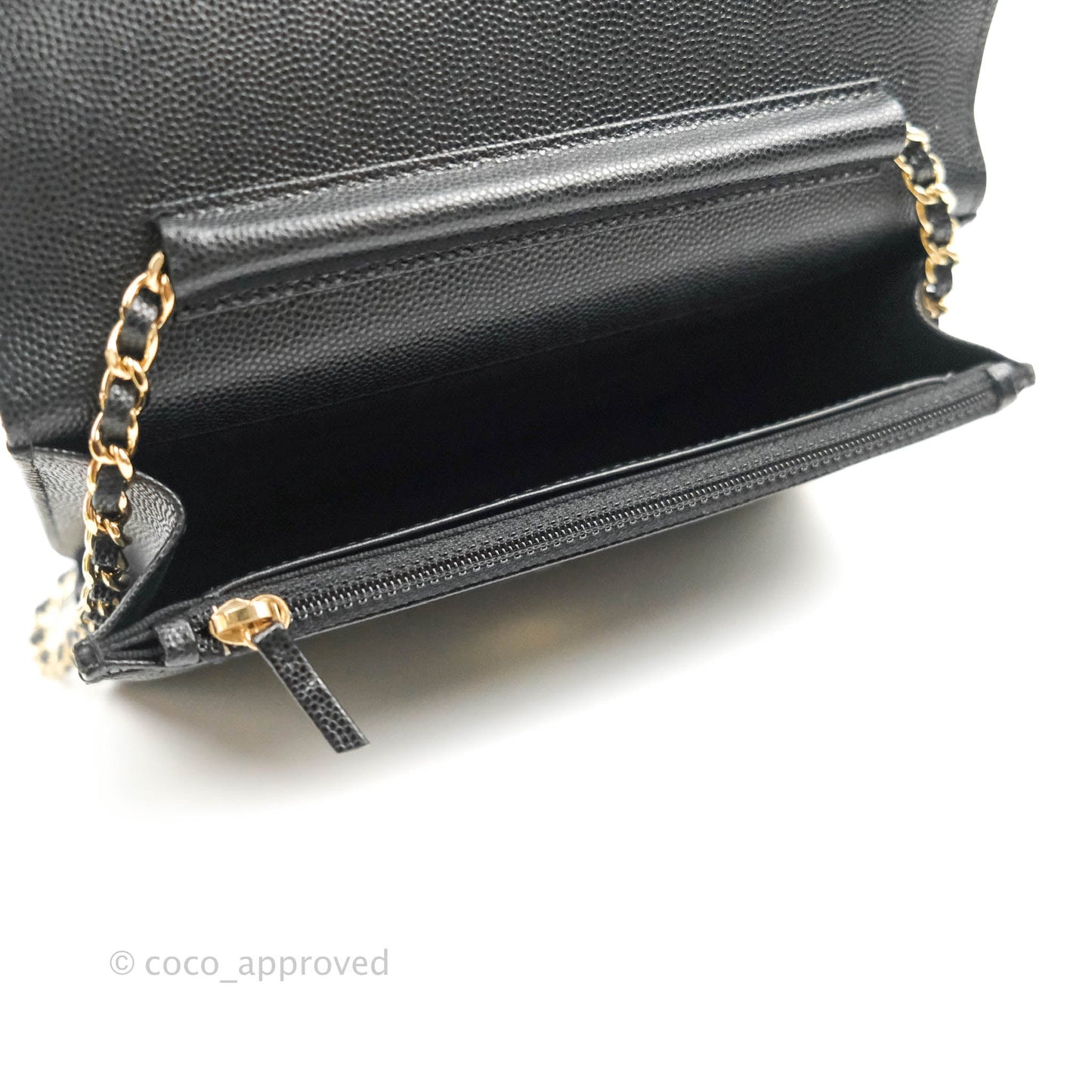 Chanel Quilted WOC Black Caviar Gold Hardware With Charms
