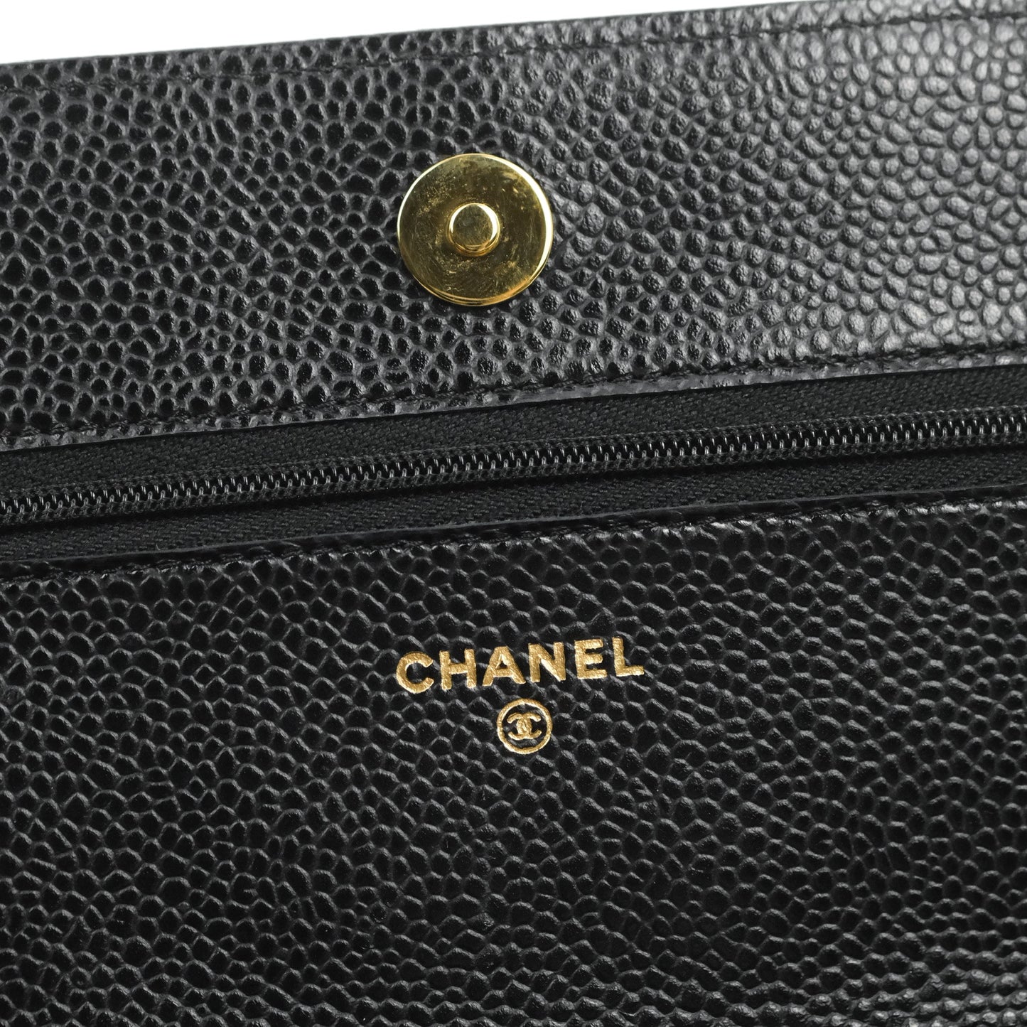 Chanel Quilted CC Chain Wallet on Chain WOC Black Caviar Gold Hardware