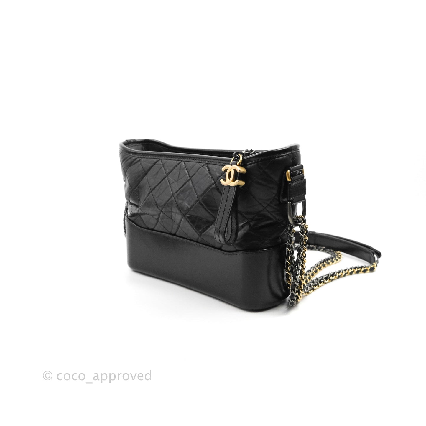 Chanel Medium Gabrielle Hobo with Logo Handle Black Aged Calfskin