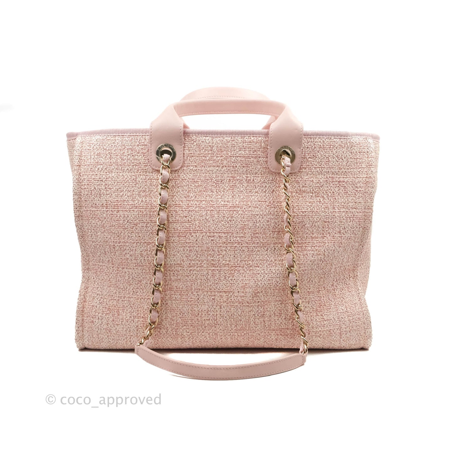 Chanel Large Deauville Pink Tweed Glittering Gold Hardware