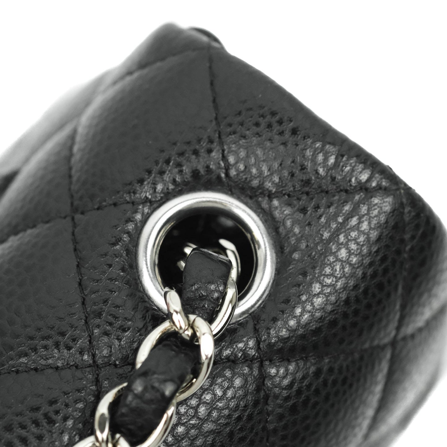 Chanel Quilted Mini Rectangular Flap Black Caviar Silver Hardware 18S
