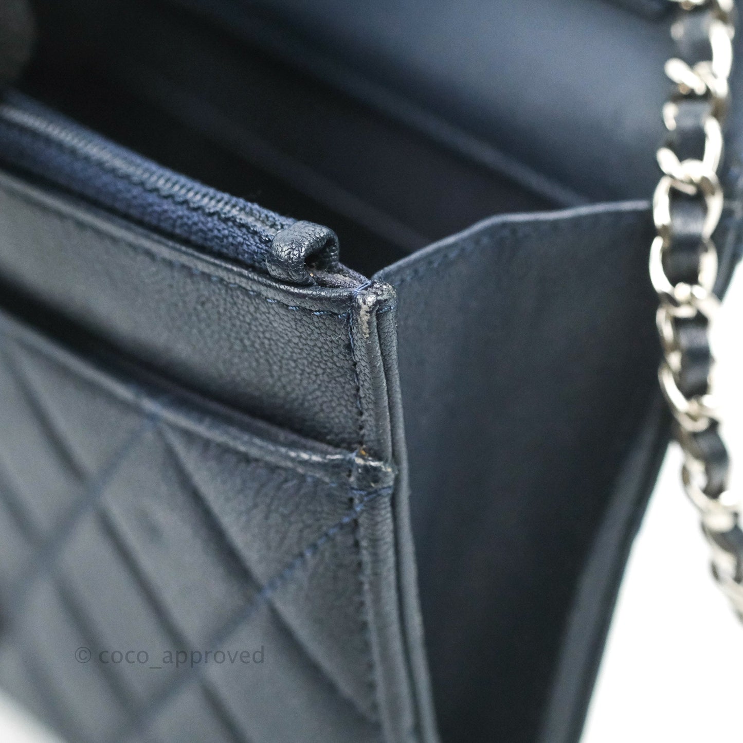 Chanel Urban Companion Wallet on Chain WOC Navy Calfskin Silver Hardware