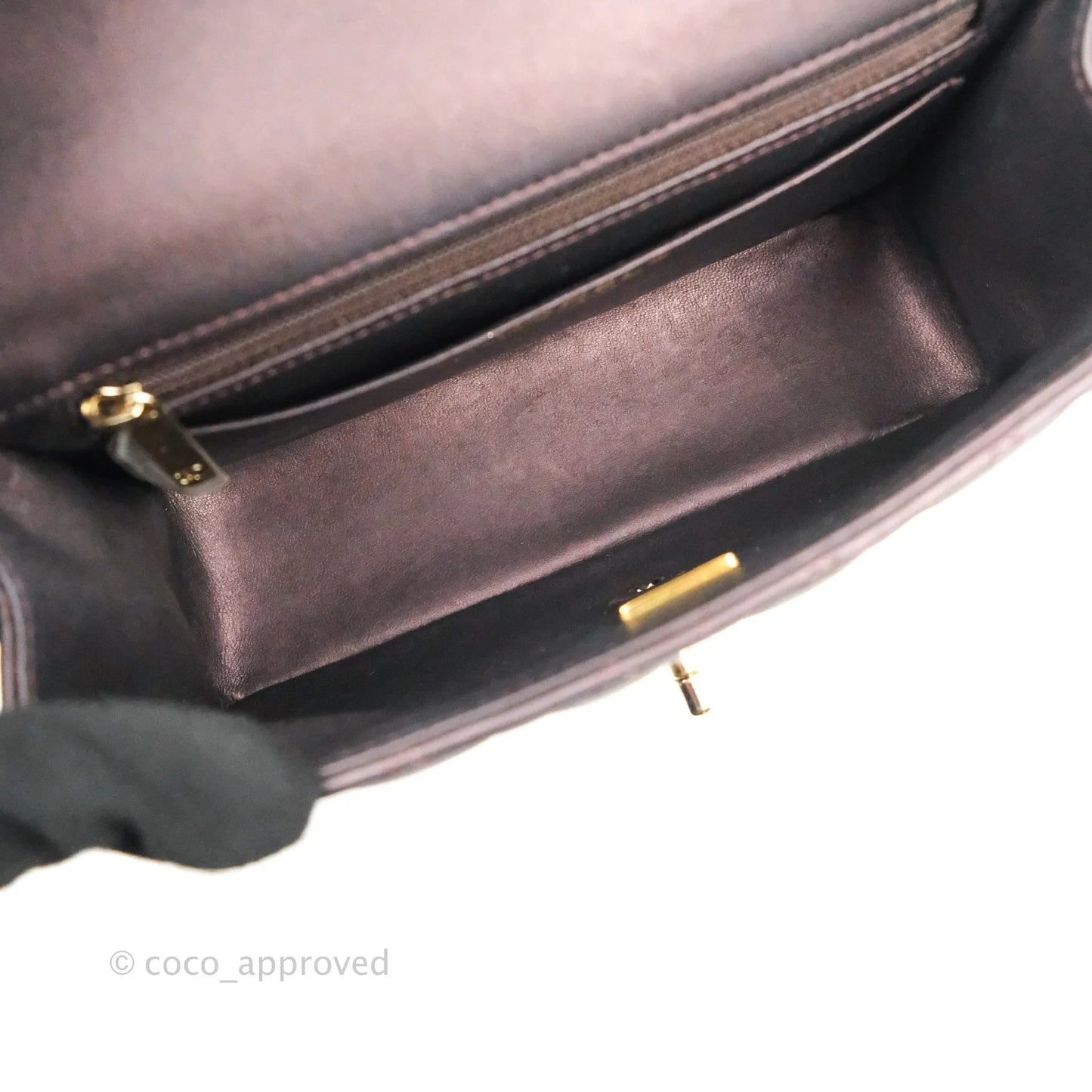 Chanel Top Handle Mini Rectangular Flap Bag Dark Purple Lambskin Gold Hardware