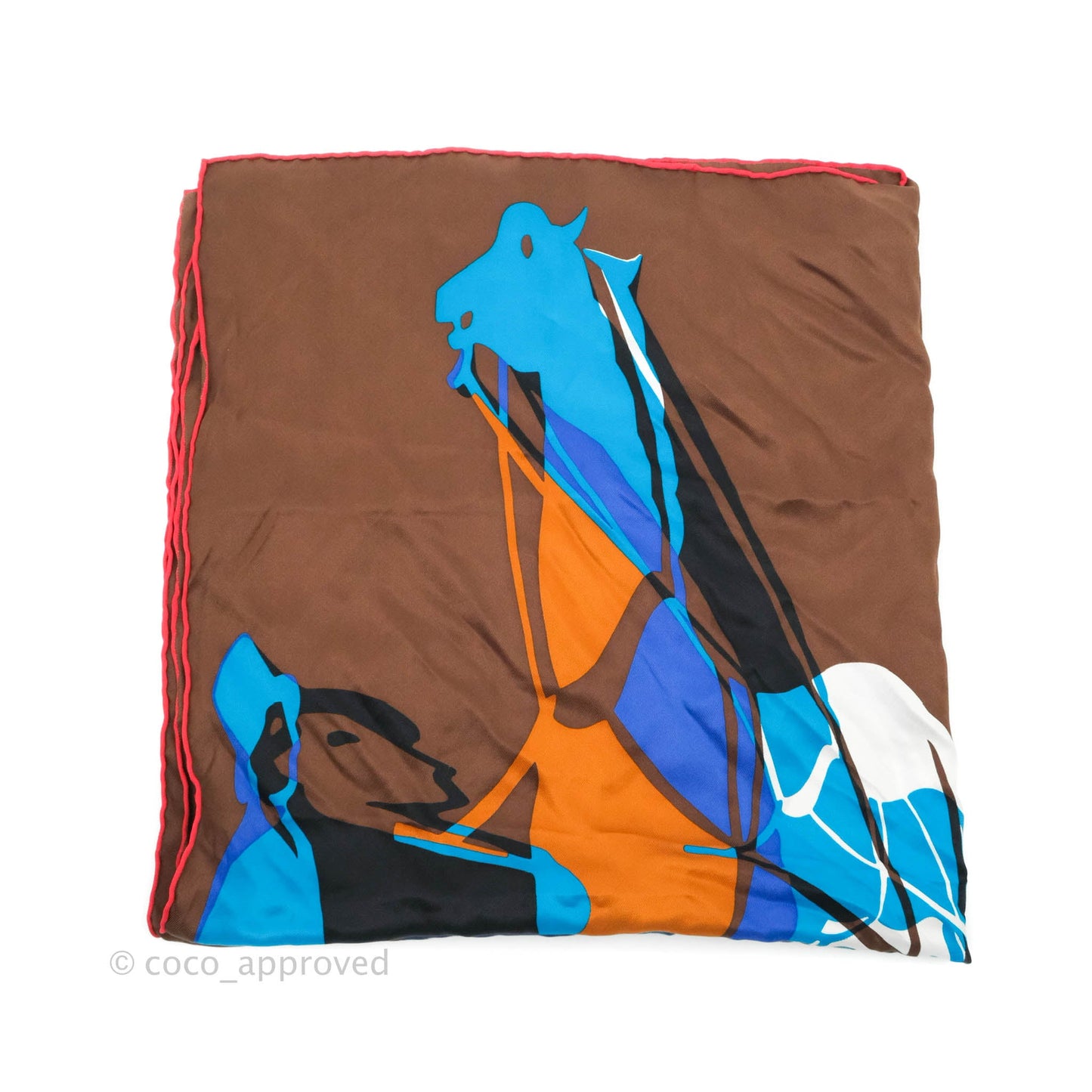 Hermès Calèche Élastique Silk Scarf Brown