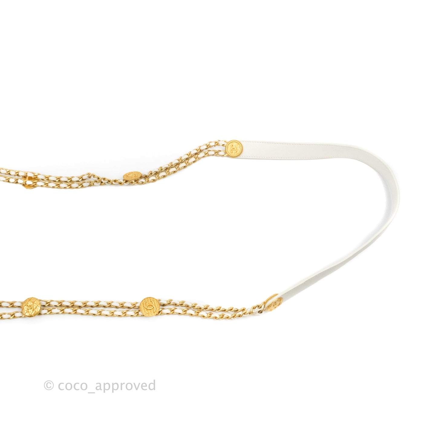 Chanel Mini Flap with Coin Charm White Caviar Aged Gold Hardware 22A