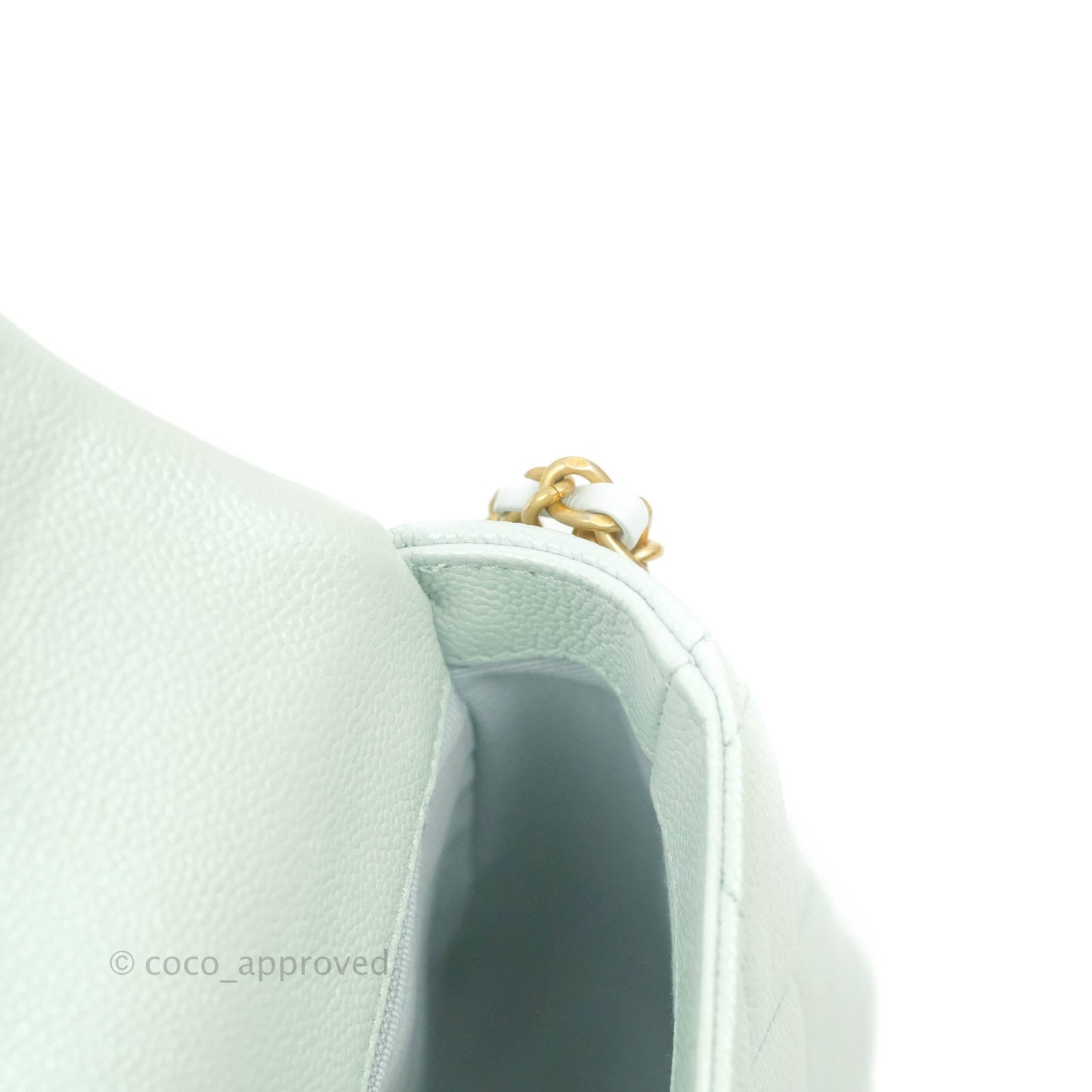 Chanel Quilted My Perfect Mini Iridescent Mint Green Caviar Aged Gold Hardware 21K