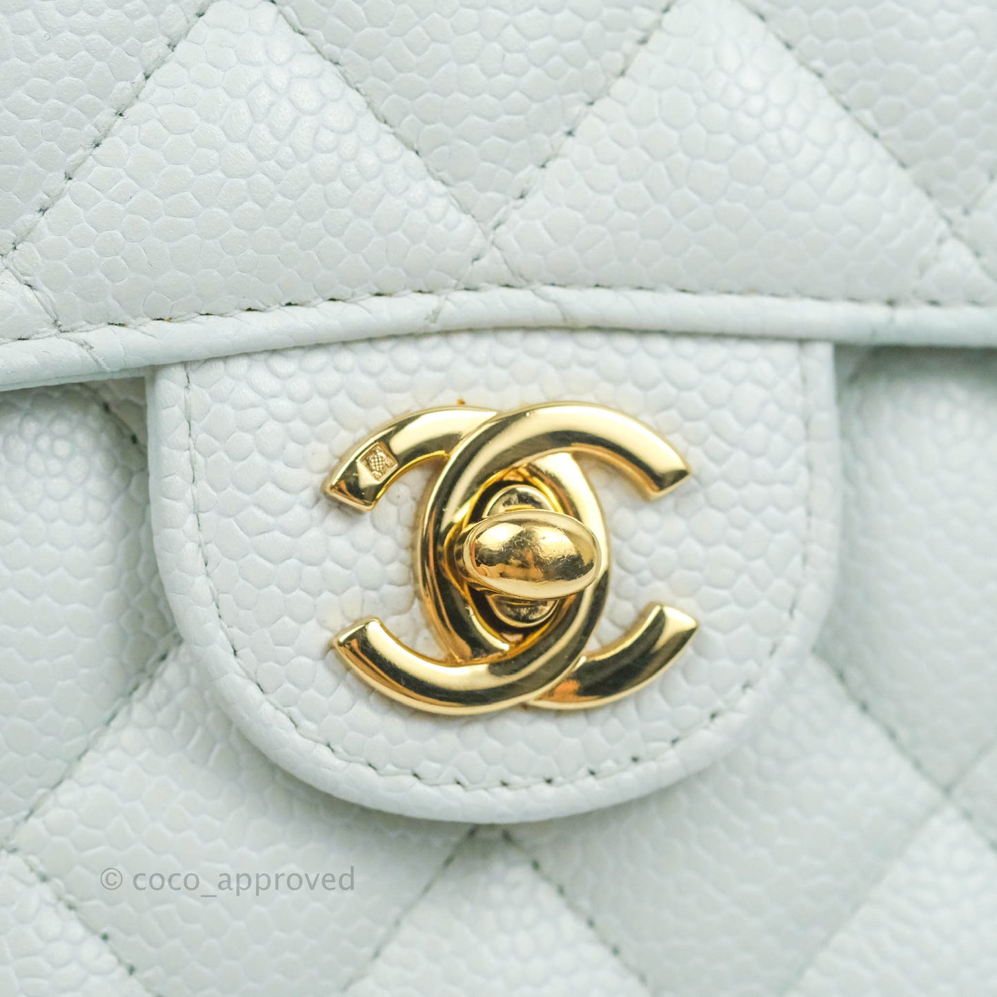 Chanel Quilted Vintage Mini Square Flap Light Blue Caviar 24K Gold Hardware