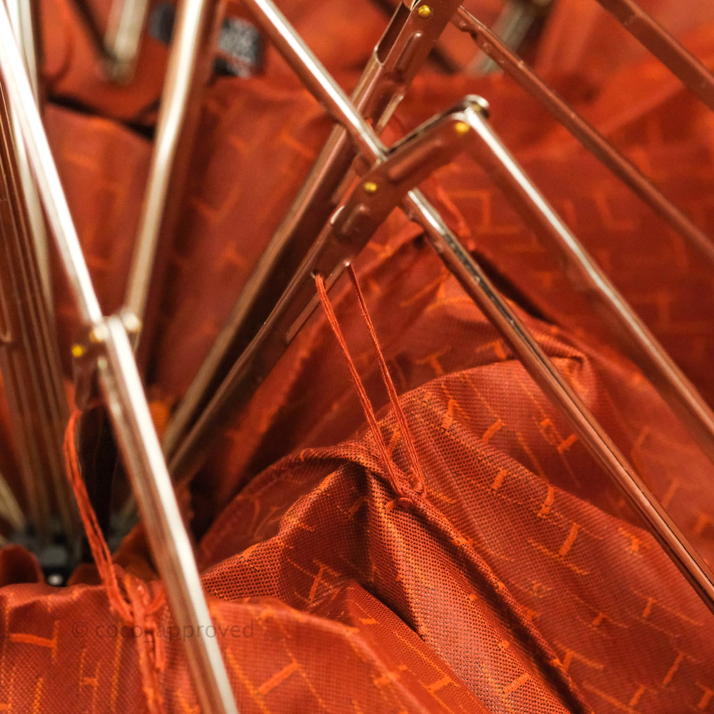 Hermès Pluie De H Folding Umbrella Classic Orange Jacquard Canvas