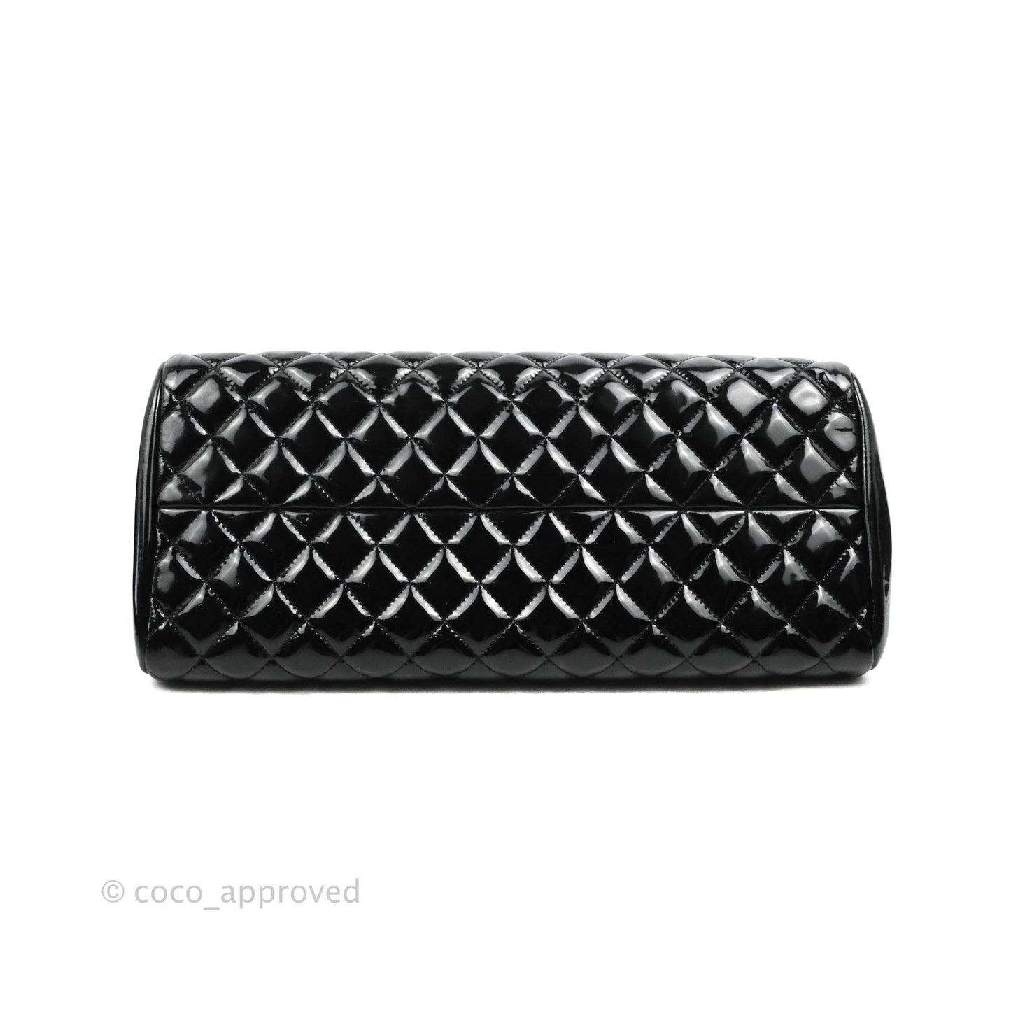 Chanel Mademoiselle Medium Bowling Black Patent Leather Silver Hardware