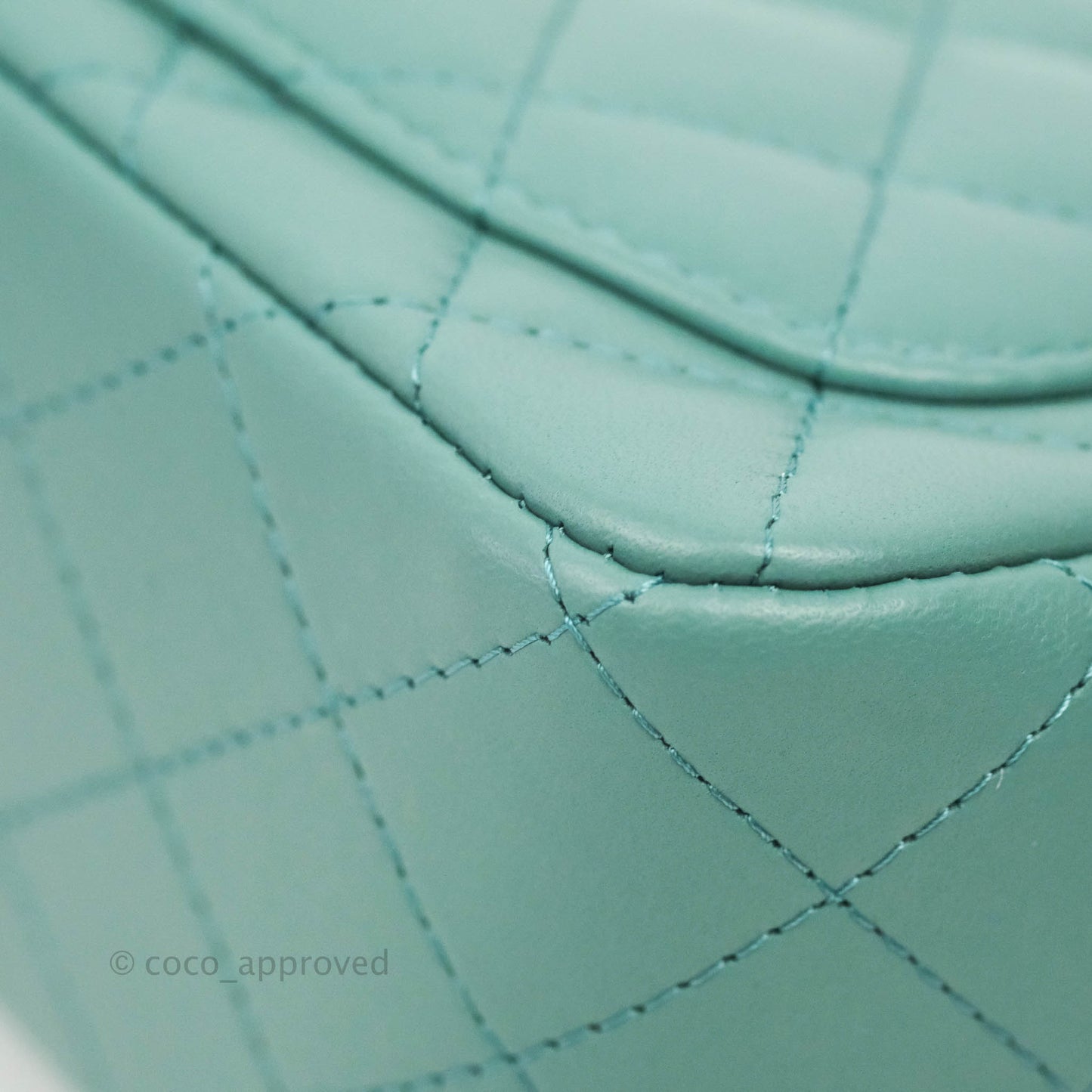 Chanel Mini Square Teal Green Lambskin Gold Hardware