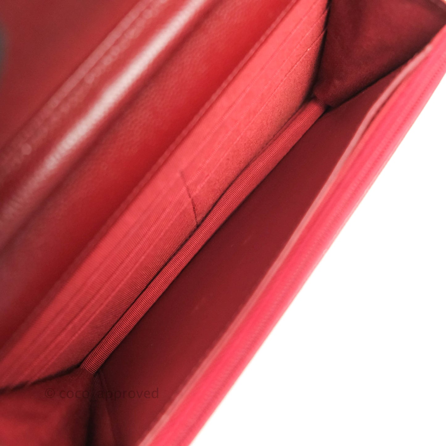 Chanel Quilted Wallet on Chain WOC Burgundy Caviar Gold Hardware