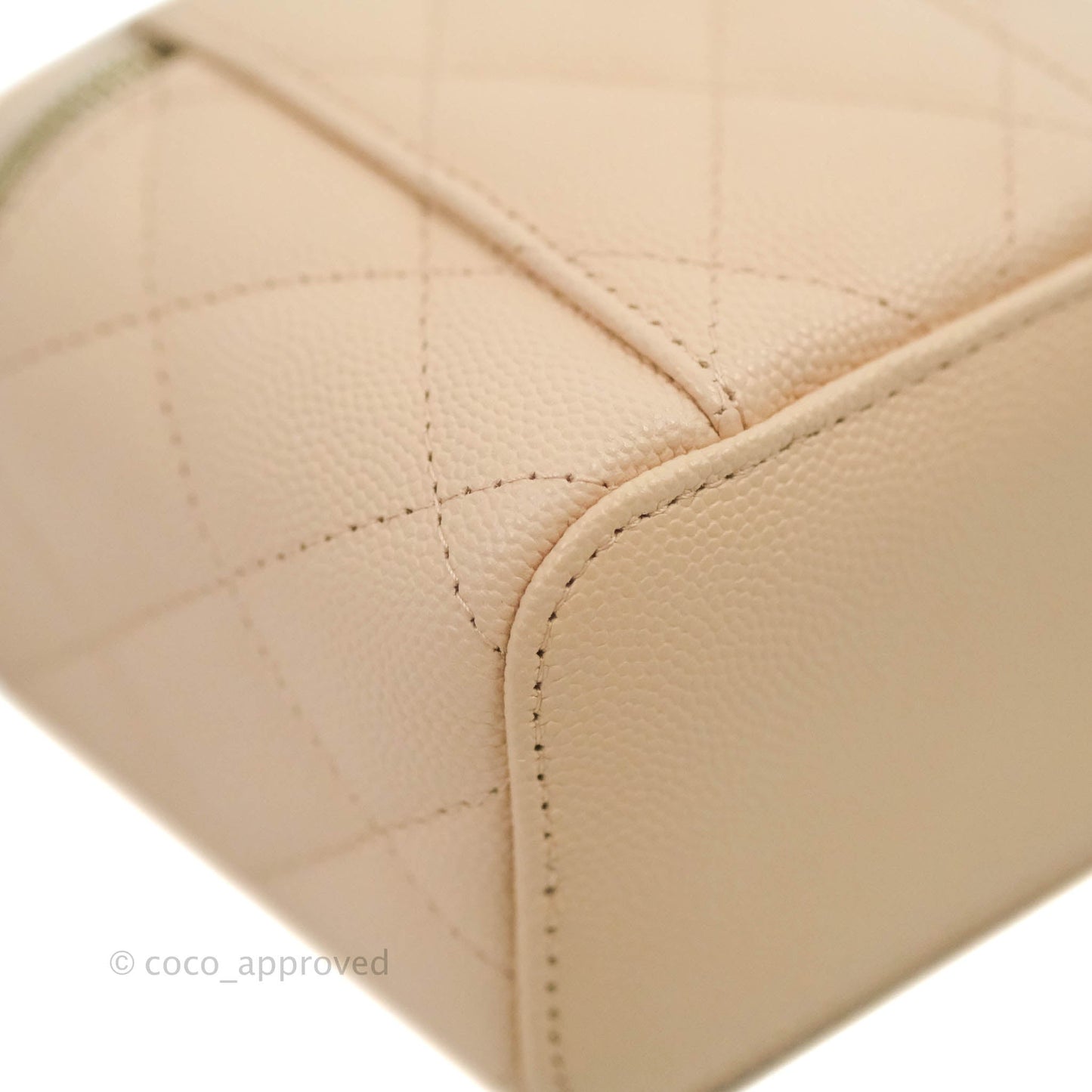 Chanel Classic Mini Vanity With Chain Light Beige Caviar Gold Hardware