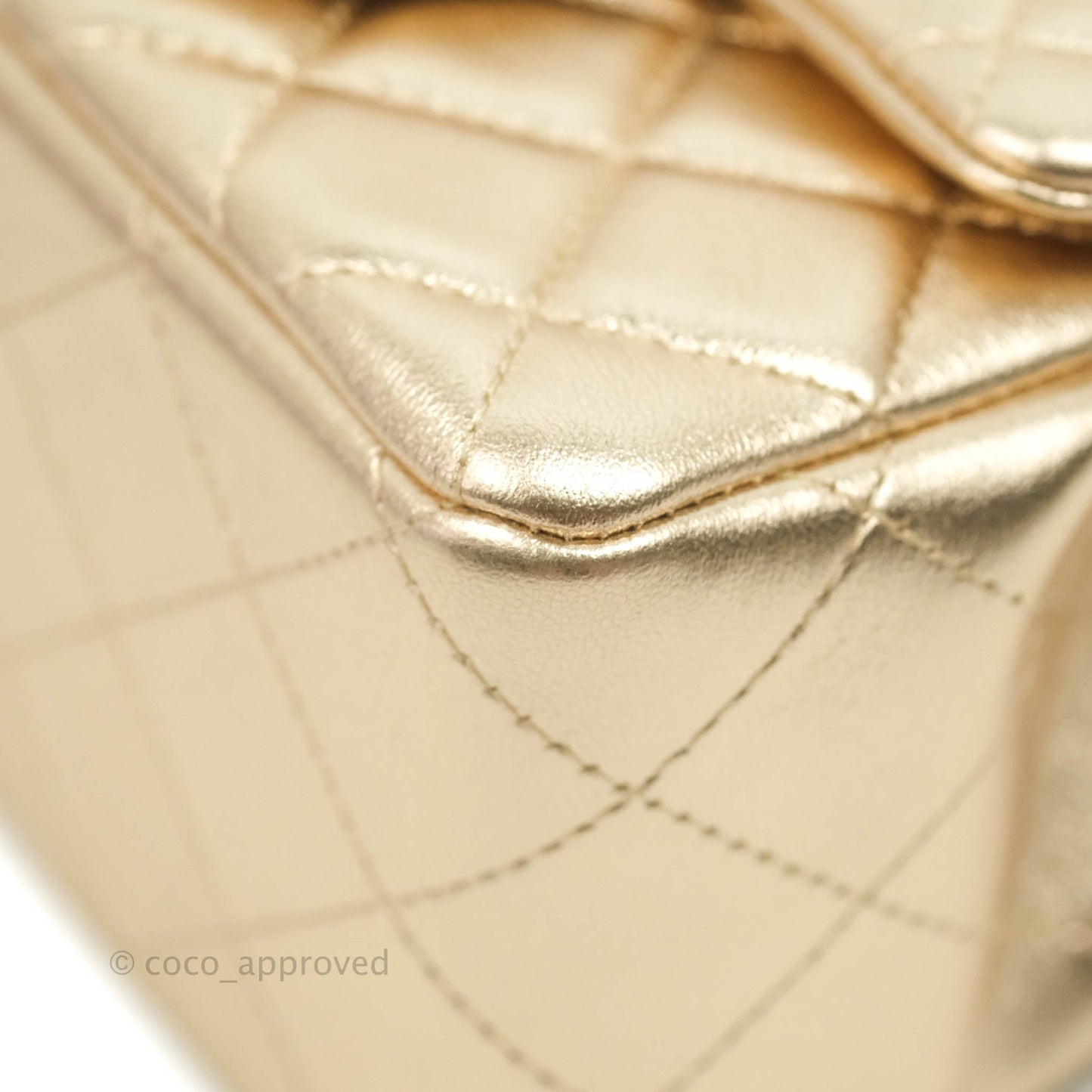 Chanel Mini Square Quilted Gold Calfskin Black Hardware