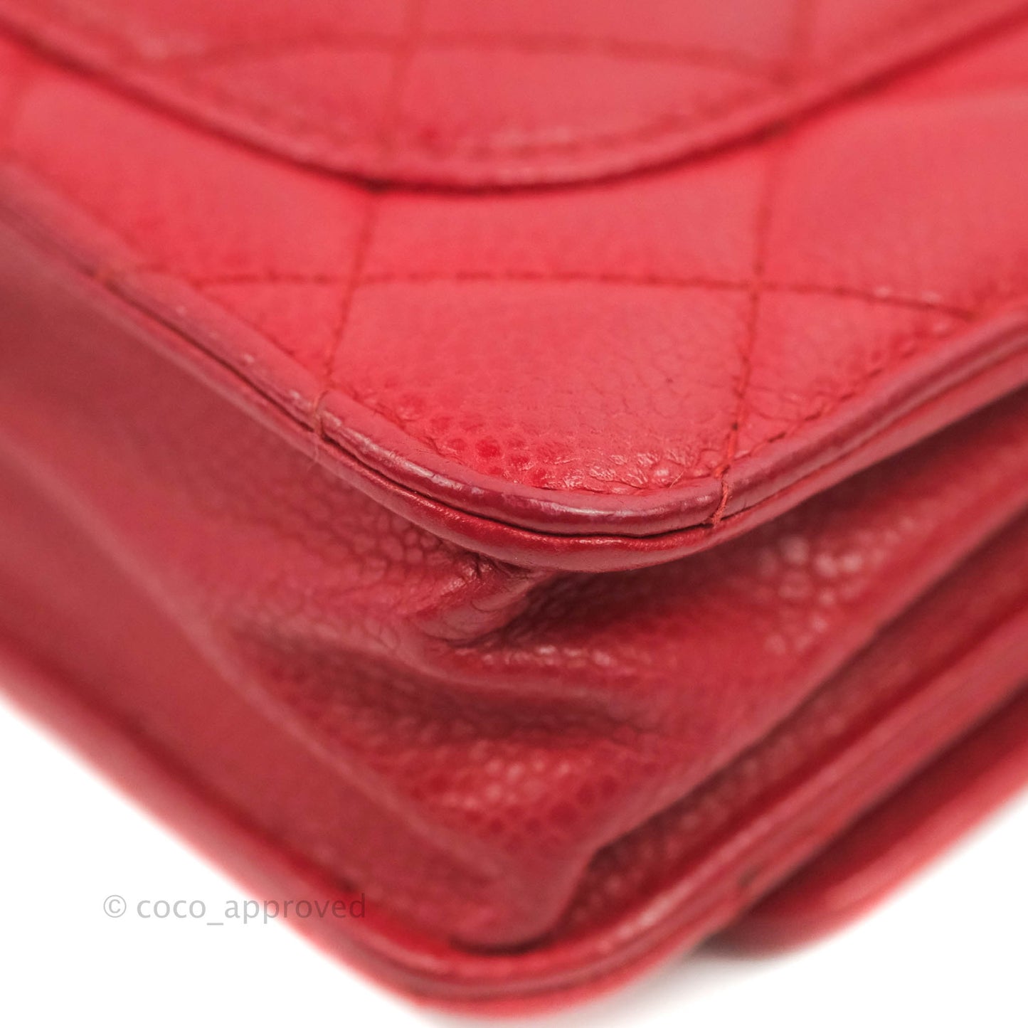 Chanel Quilted Classic Wallet on Chain WOC Red Caviar Ruthenium Hardware