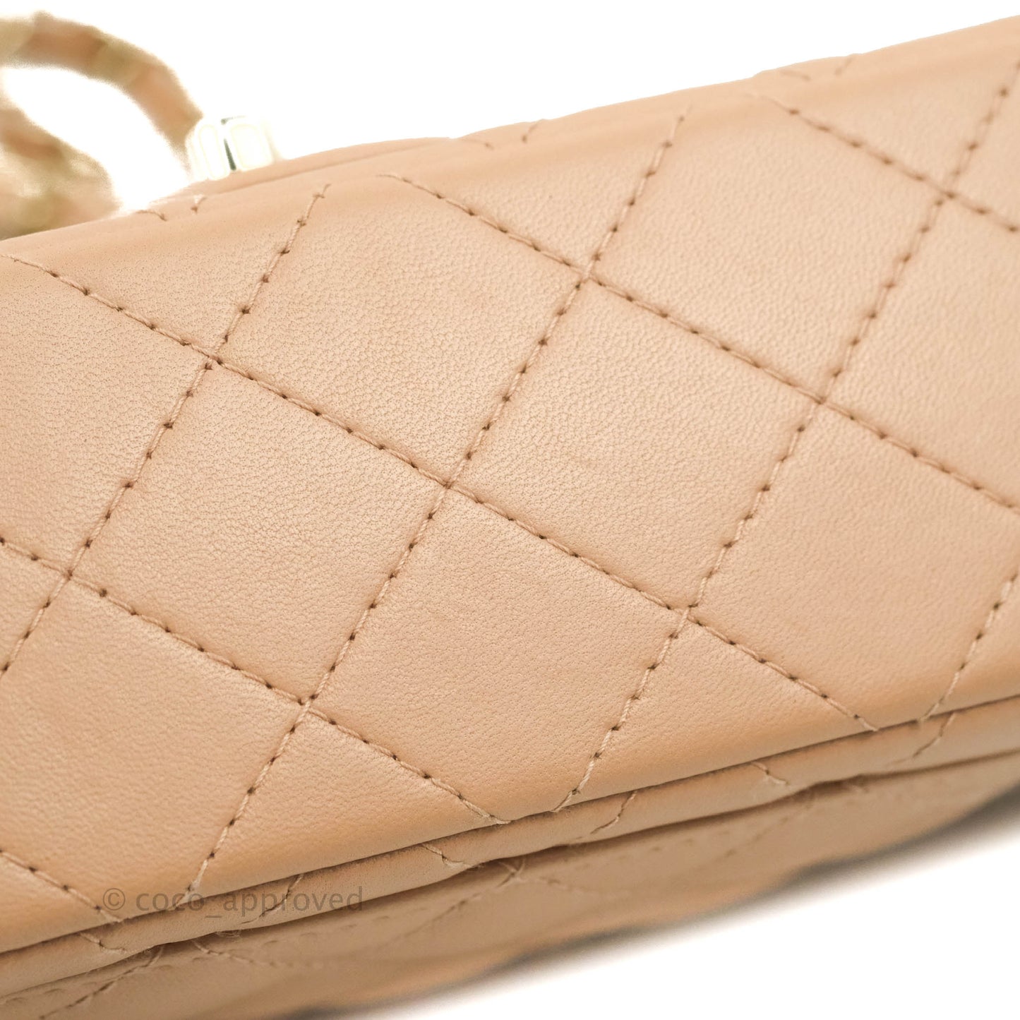 Chanel Mini Rectangular Flap Quilted Beige Lambskin Gold Hardware 21A