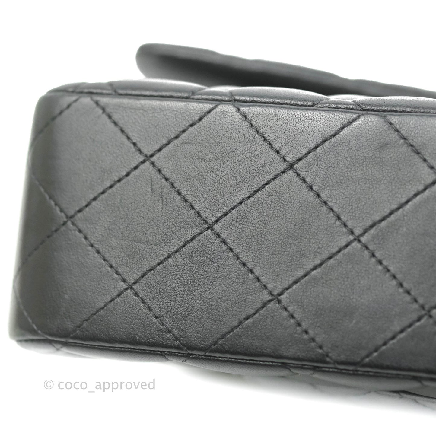 Chanel Classic M/L Medium Flap Quilted Black Lambskin Silver Hardware