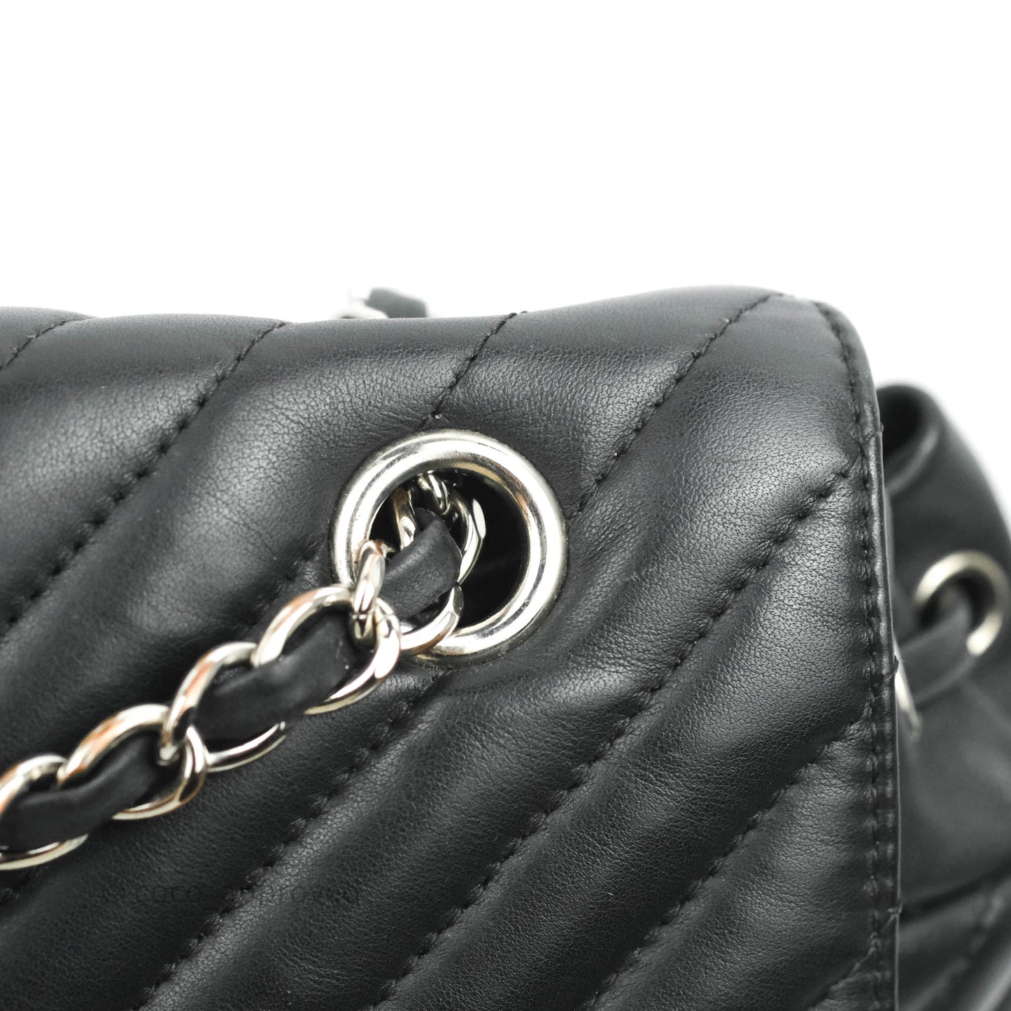 Chanel Medium Chevron Urban Spirit Backpack Black Calfskin Silver Hardware