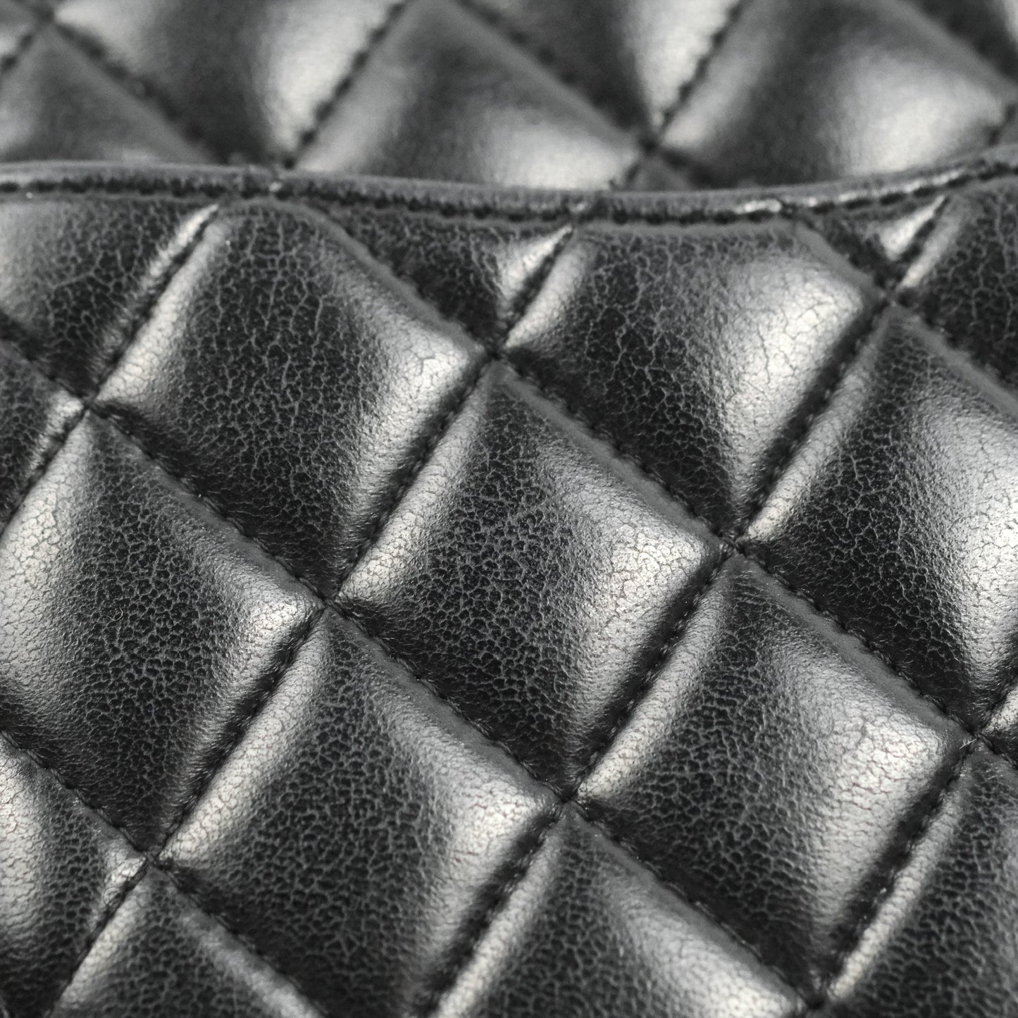 Chanel Classic M/L Medium Flap Quilted Black Lambskin Silver Hardware
