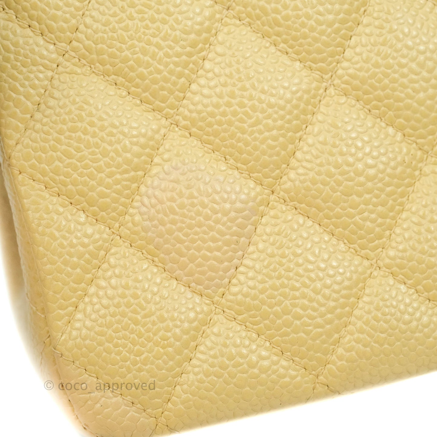 Chanel Vintage Classic M/L Medium Double Flap Bag Beige Caviar 24K Gold Hardware