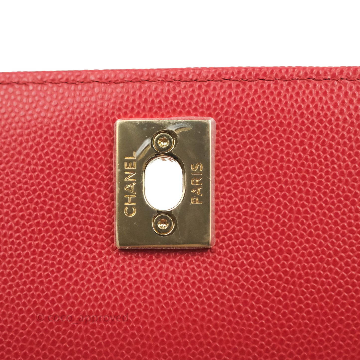 Chanel Small Coco Handle Chevron Red Caviar Gold Hardware 20P