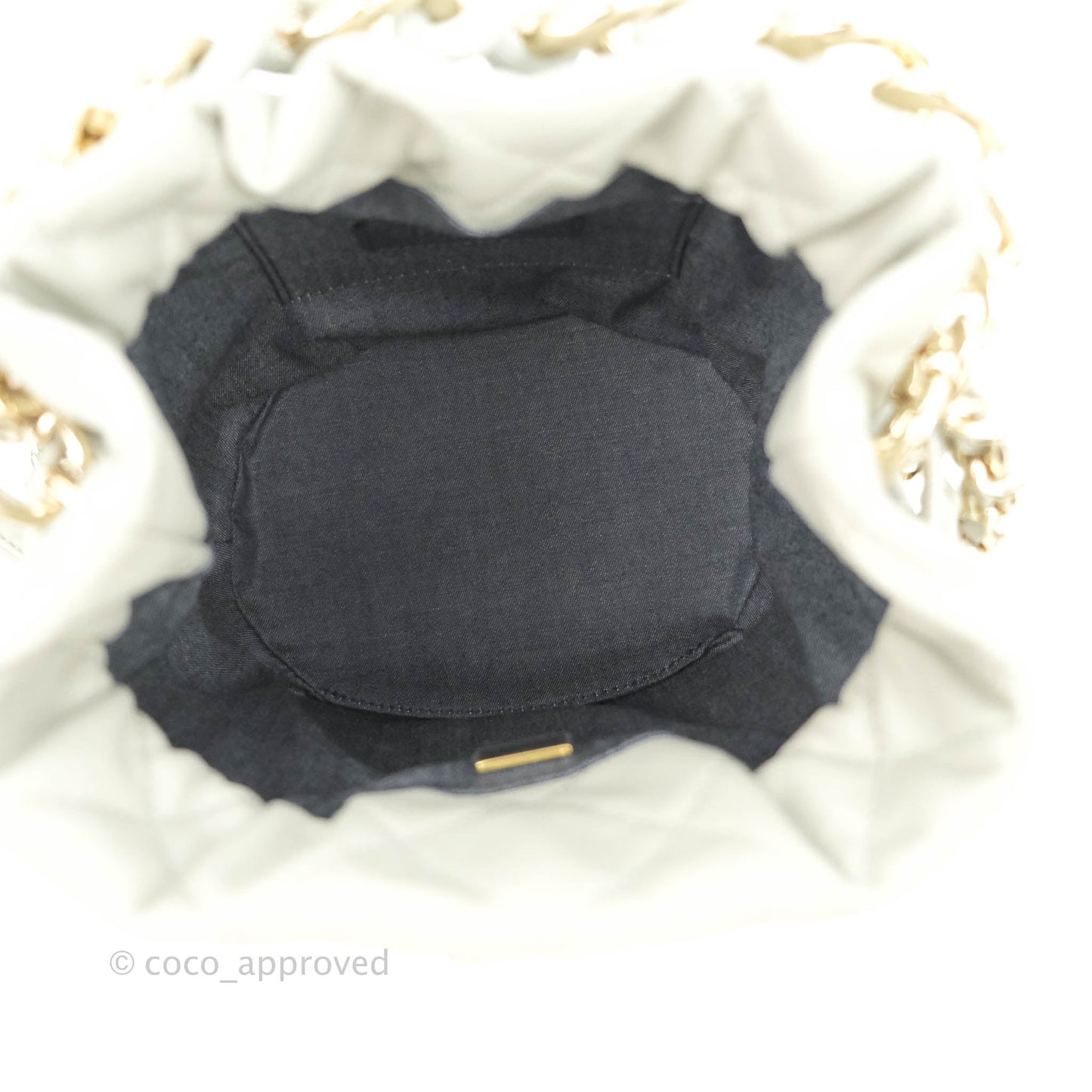 Chanel Quilted Drawstring Bucket Bag Grey Lambskin Gold Hardware 22C