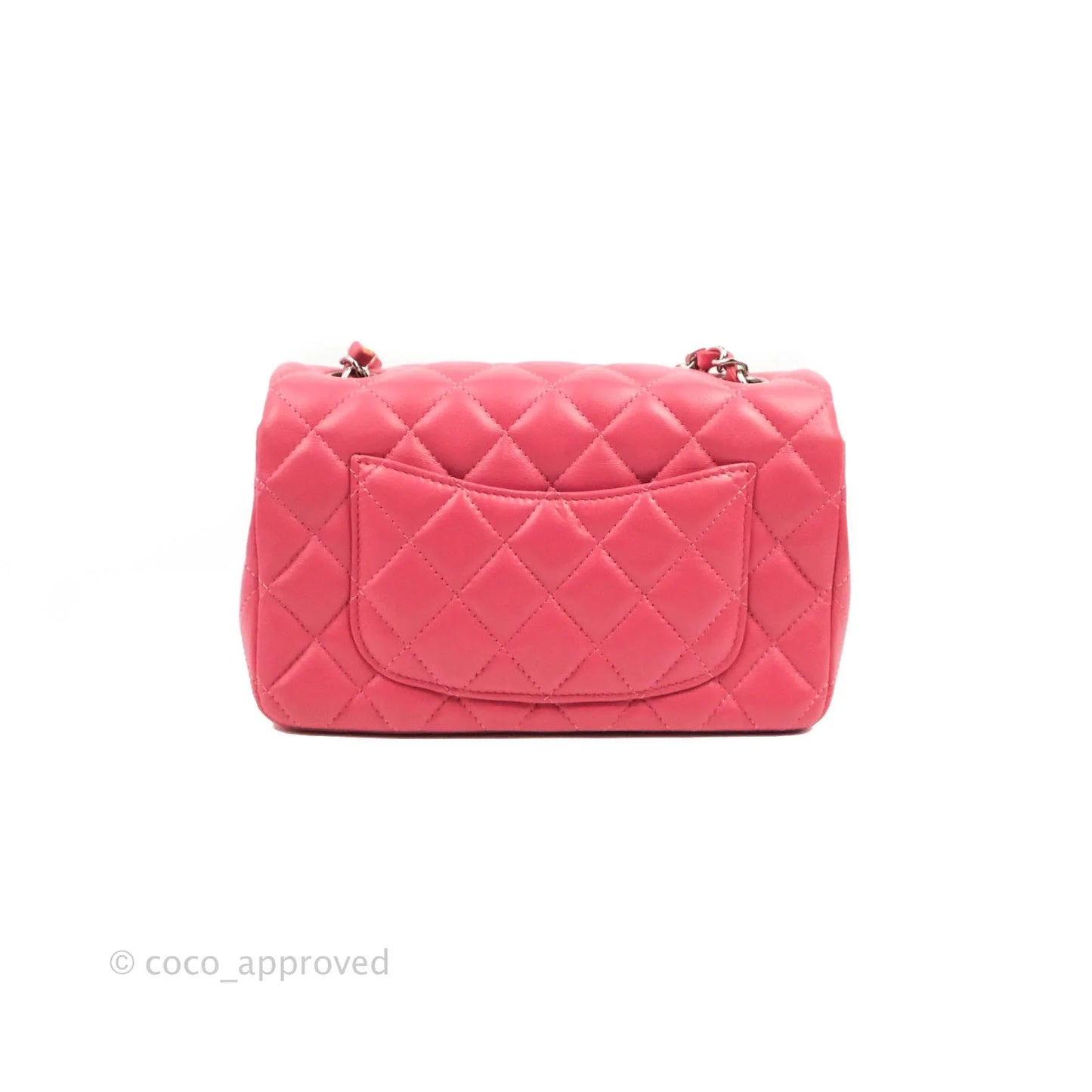 Chanel Quilted Mini Rectangular Flap Pink Lambskin Silver Hardware