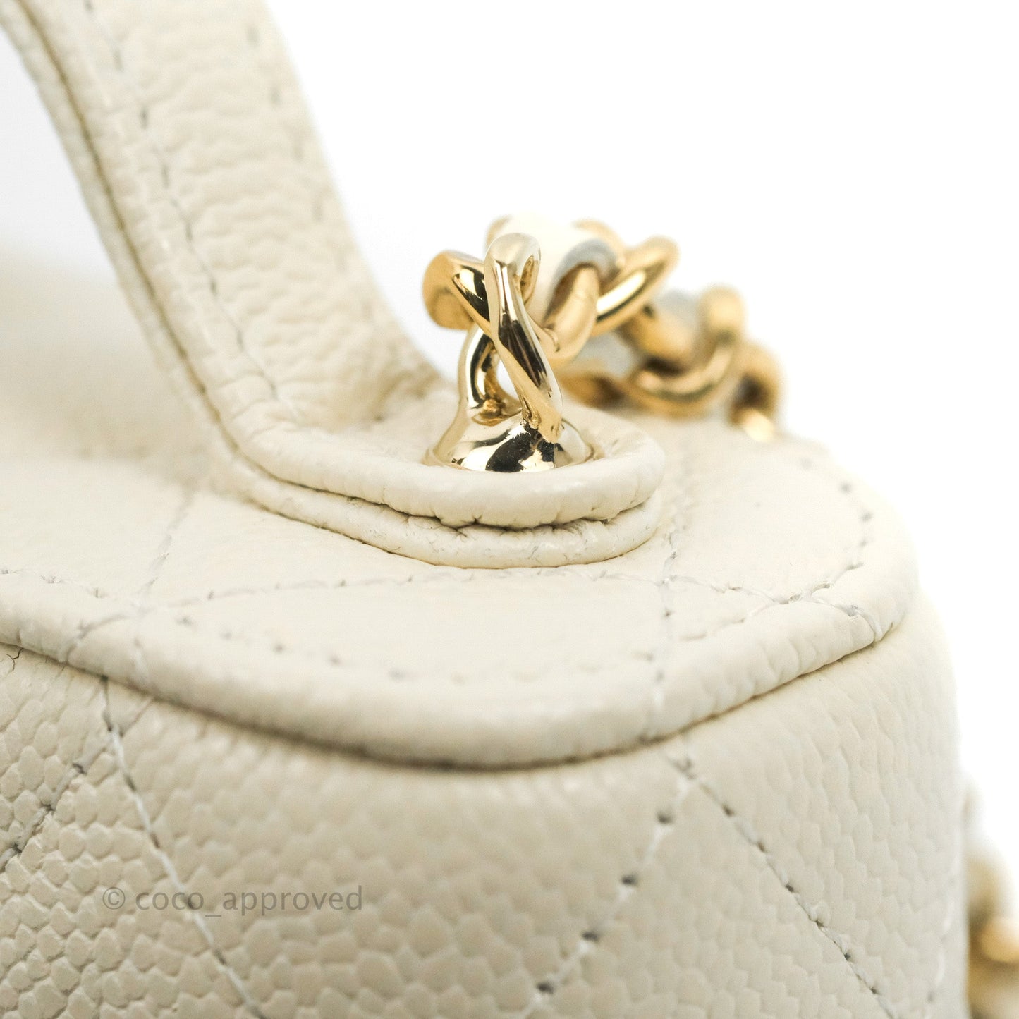 Chanel Quilted Small Handle With Care Vanity Case With Chain Ivory Caviar Gold Hardware