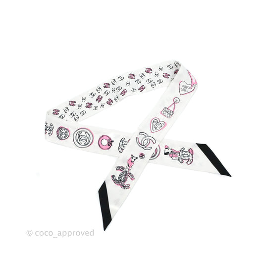 Chanel CC Silk Twilly Black & White