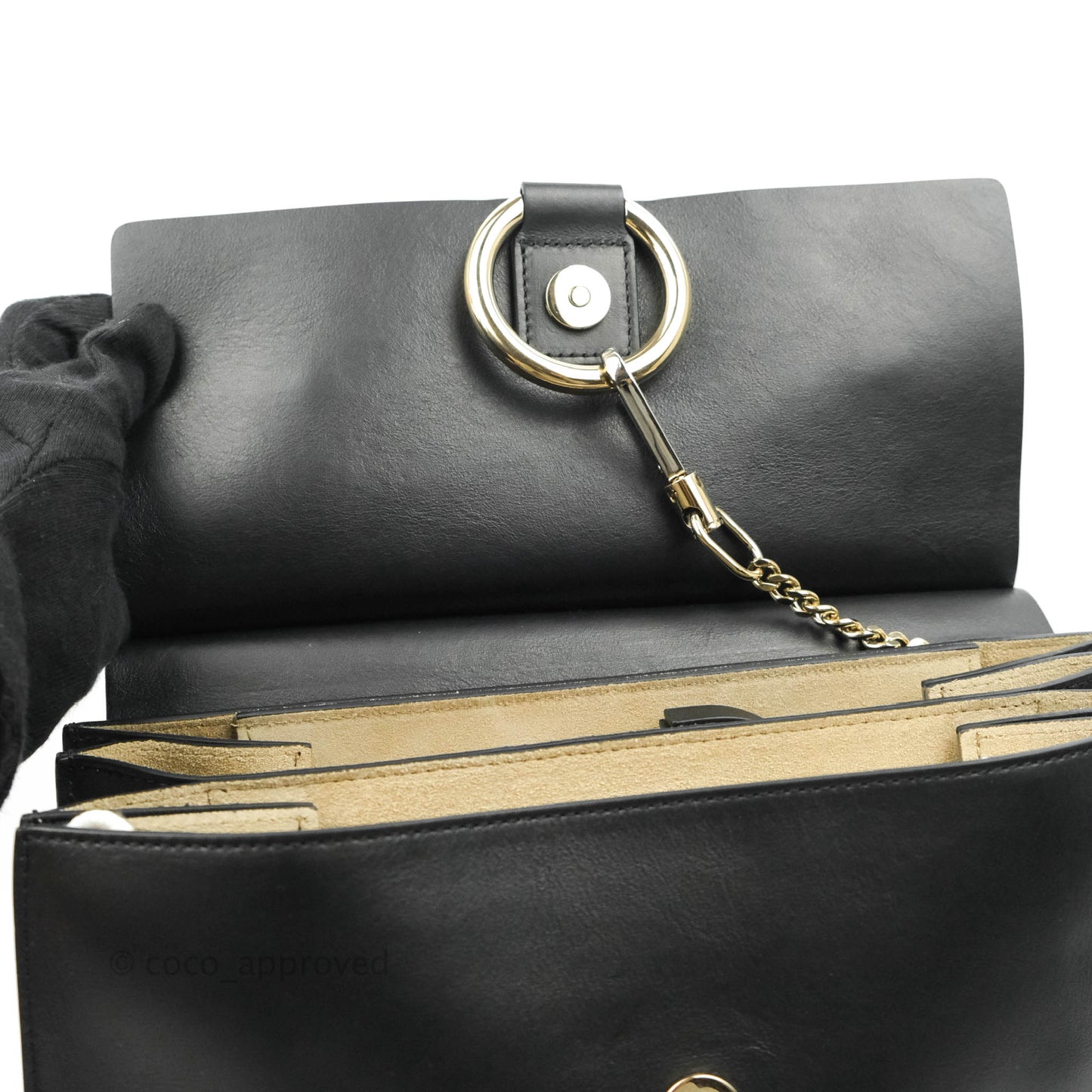 Chloe Medium Faye Shoulder Bag Black Suede Calfskin Leather