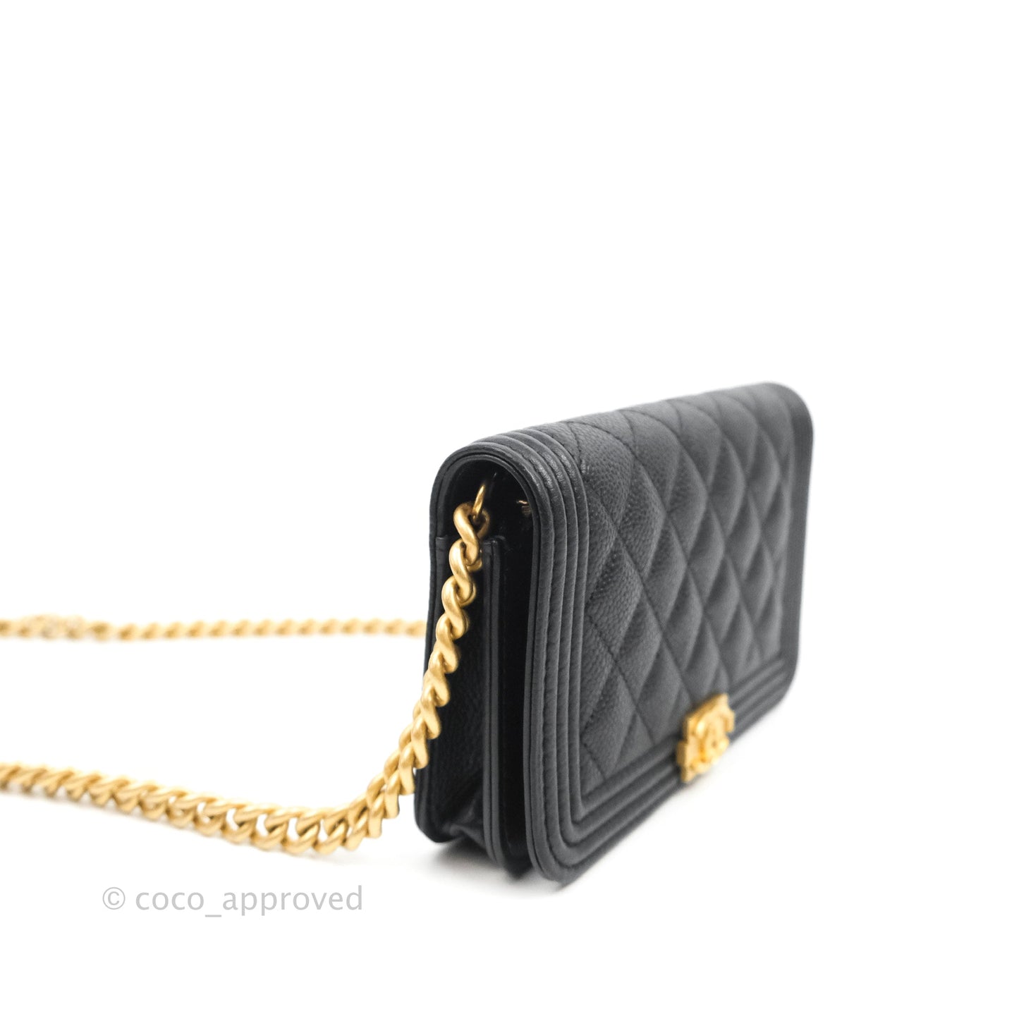 Chanel Mini Boy WOC Black Caviar Aged Gold Hardware