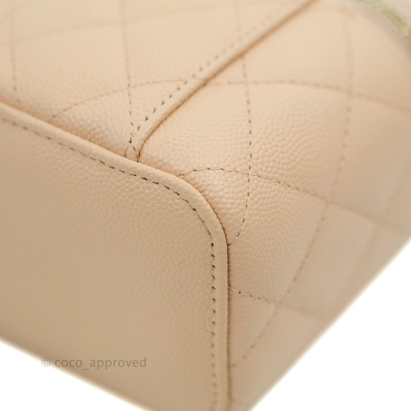 Chanel Classic Mini Vanity With Chain Light Beige Caviar Gold Hardware
