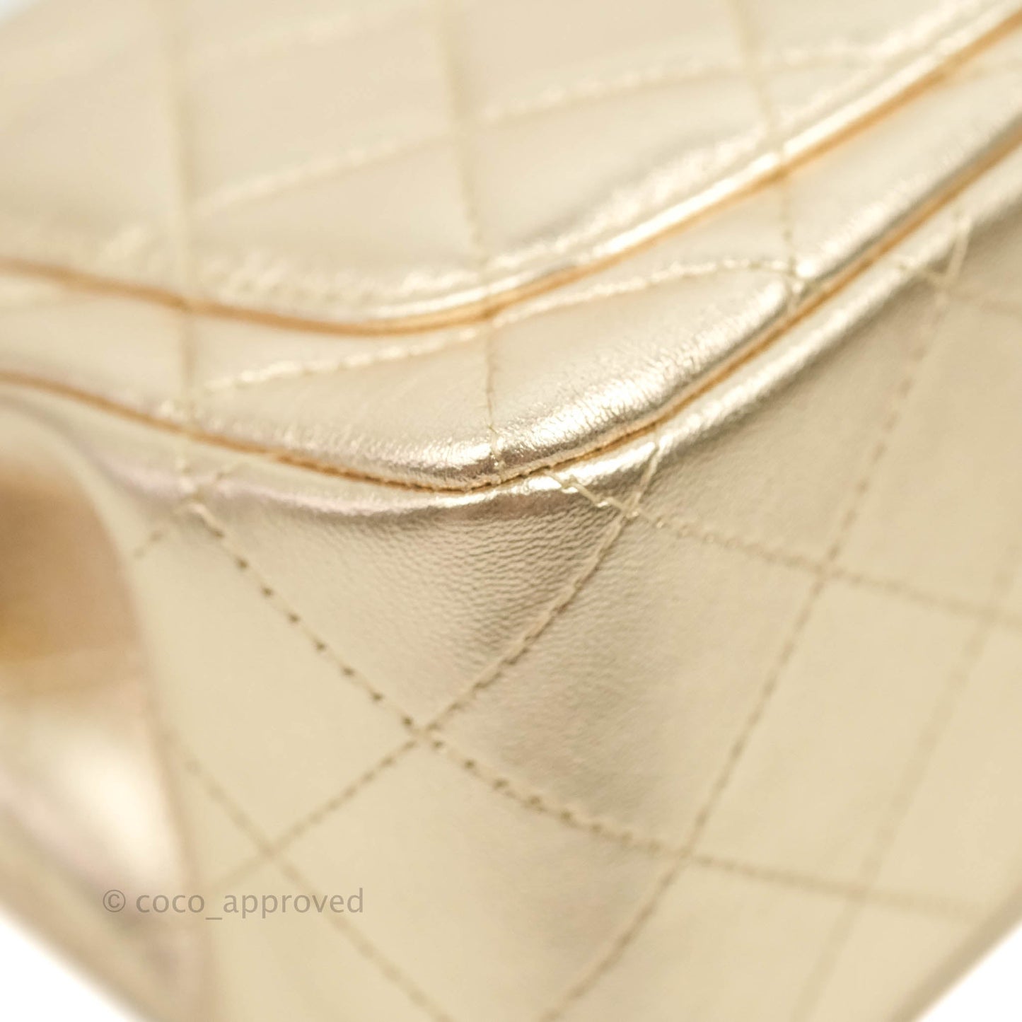 Chanel Mini Square Quilted Gold Calfskin Black Hardware