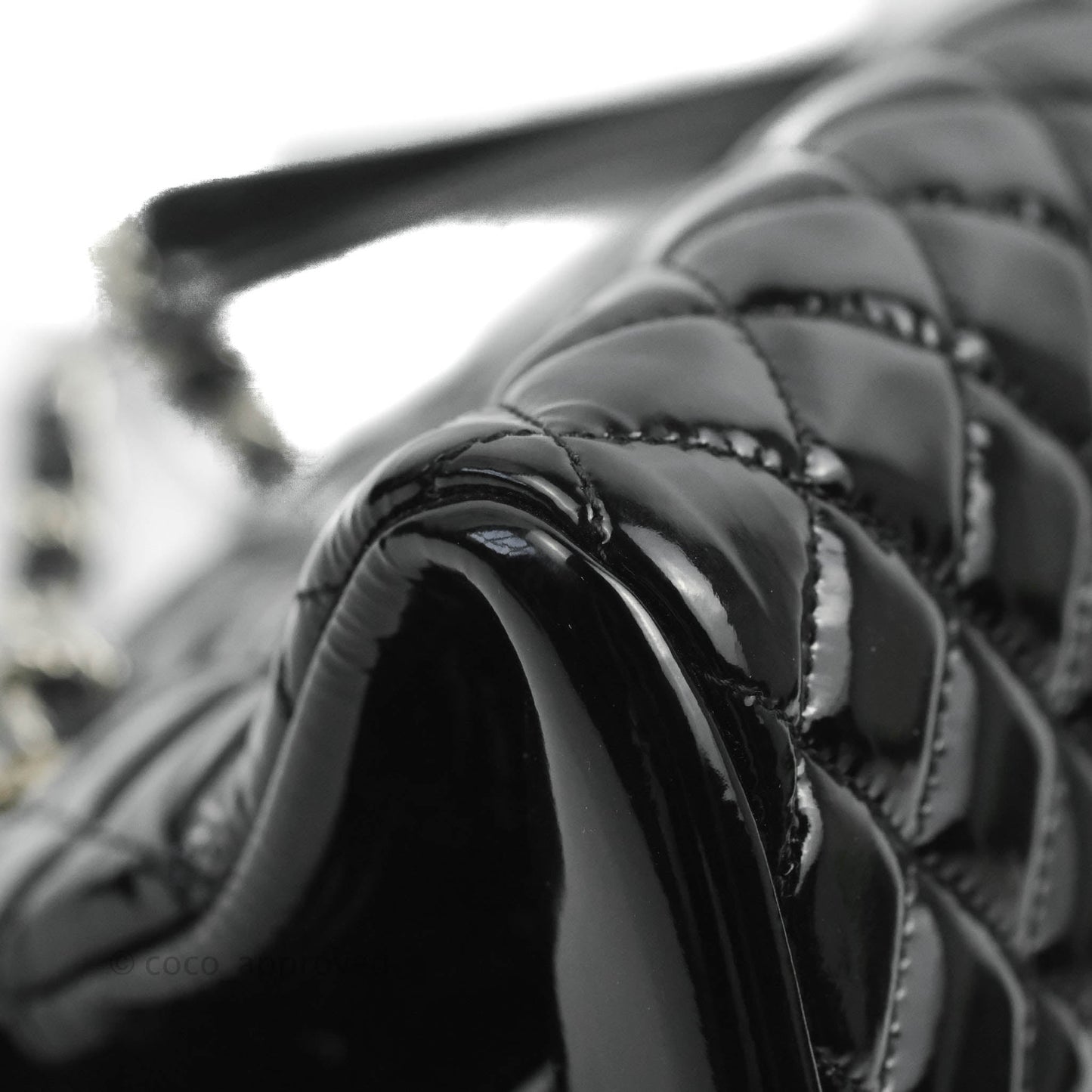 Chanel Mademoiselle Medium Bowling Black Patent Leather Silver Hardware