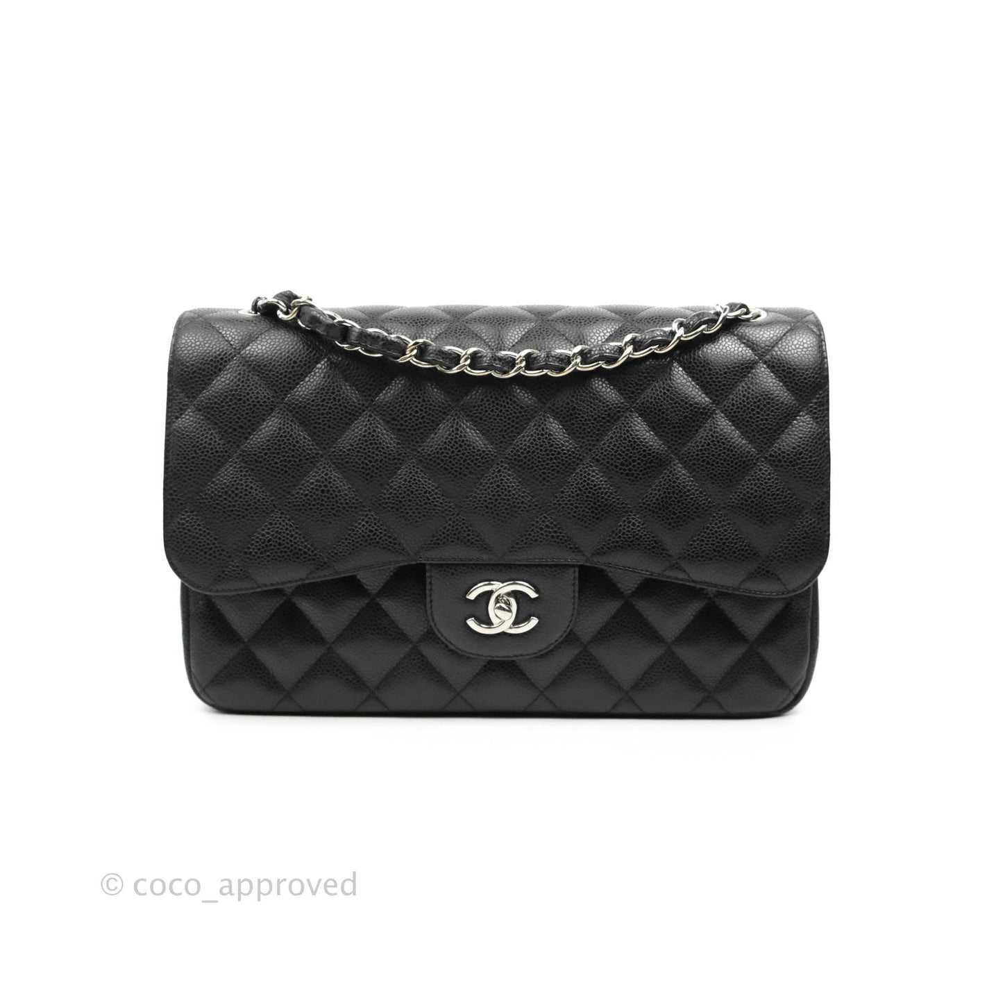 Chanel Jumbo Double Flap Black Caviar Silver Hardware⁣⁣
