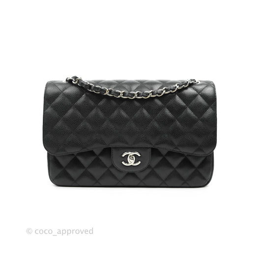 Chanel Jumbo Double Flap Black Caviar Silver Hardware⁣⁣