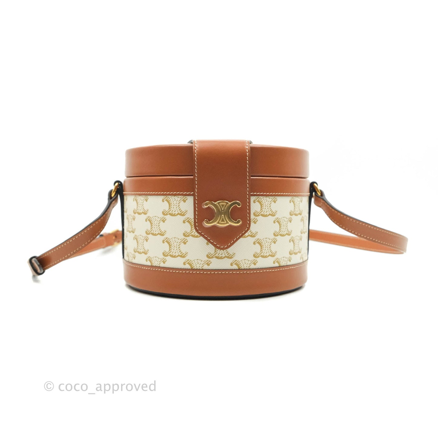 Celine Medium Tambour Bag White Triomphe Canvas