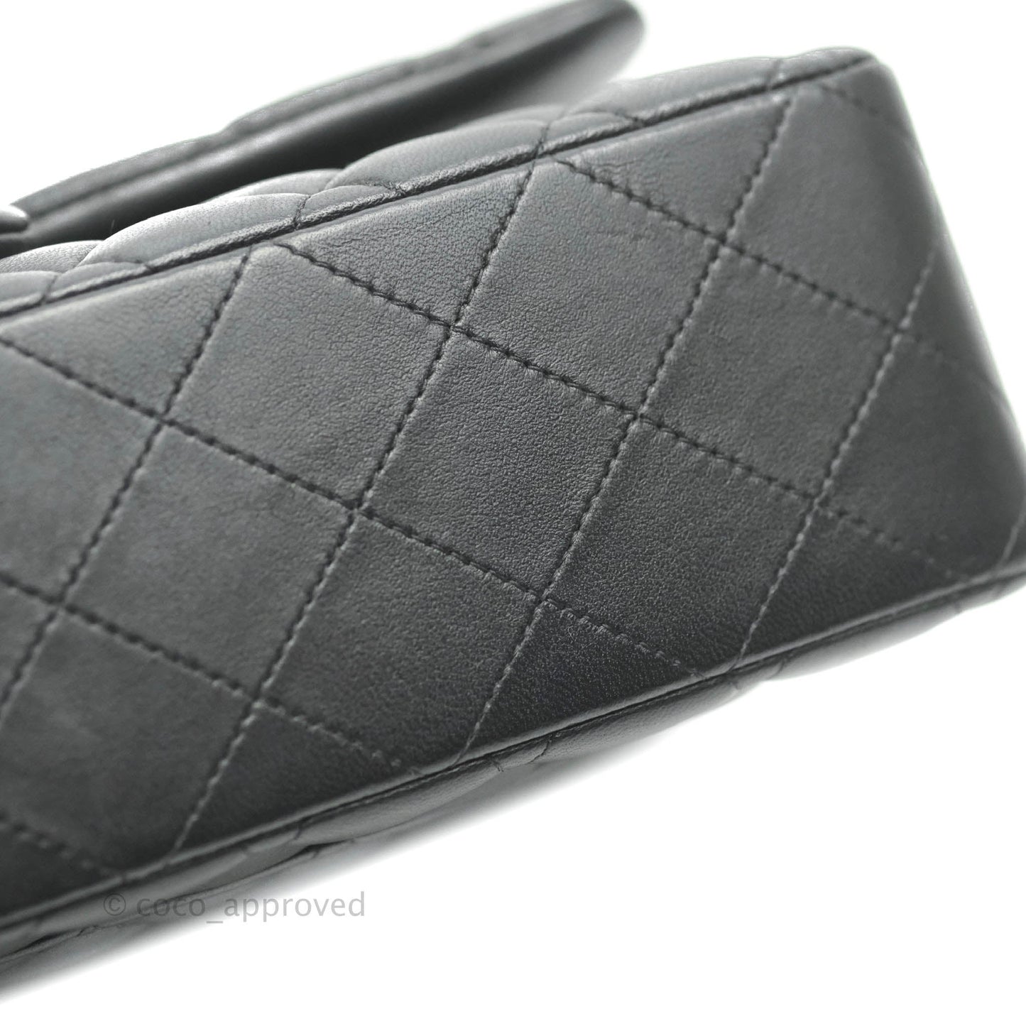 Chanel Classic M/L Medium Flap Quilted Black Lambskin Silver Hardware