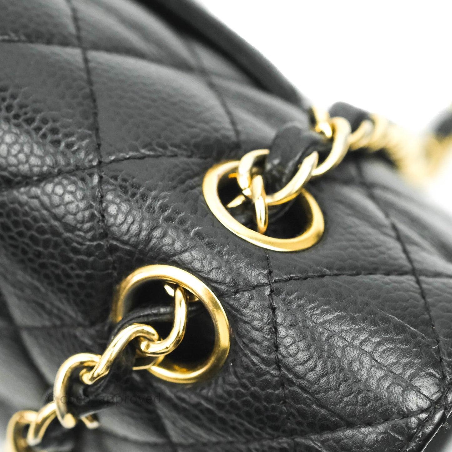 Chanel Vintage Classic M/L Medium Flap Quilted Black Caviar 24K Gold Hardware