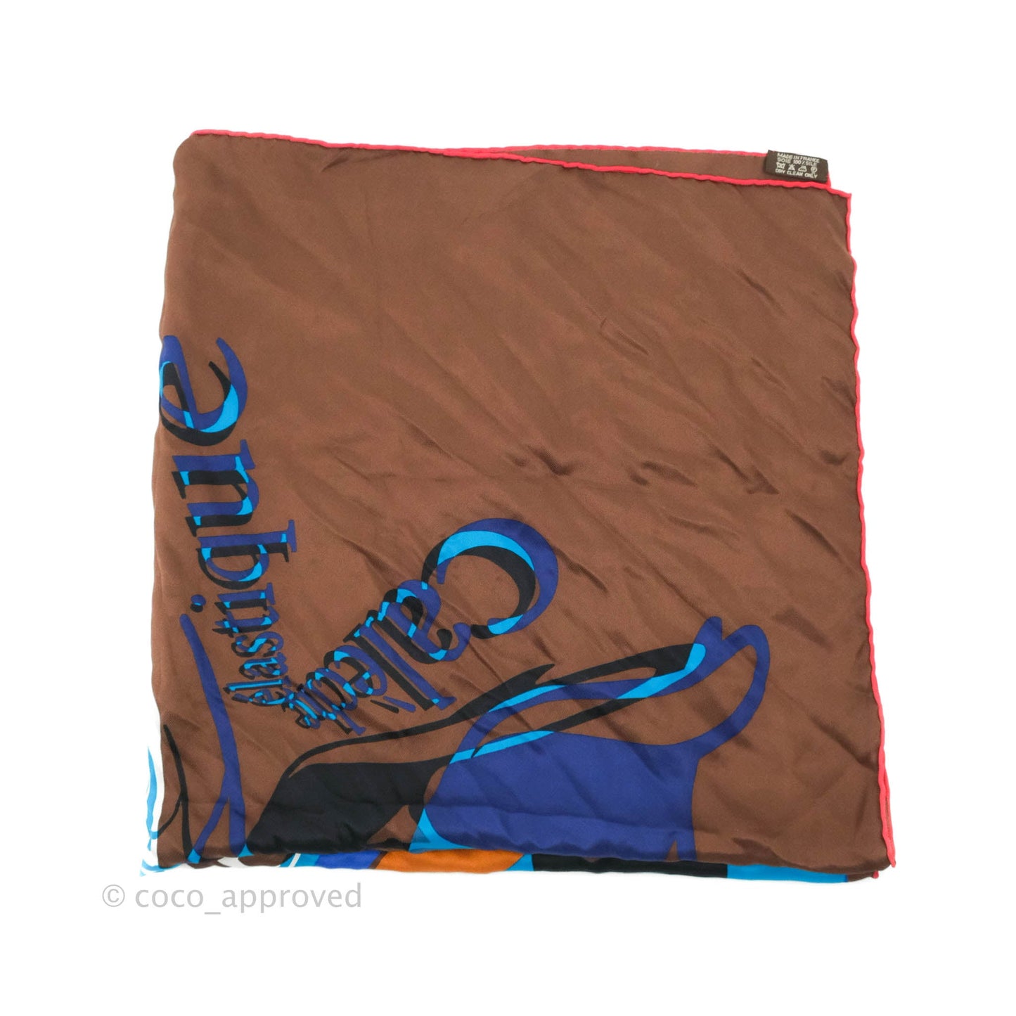 Hermès Calèche Élastique Silk Scarf Brown