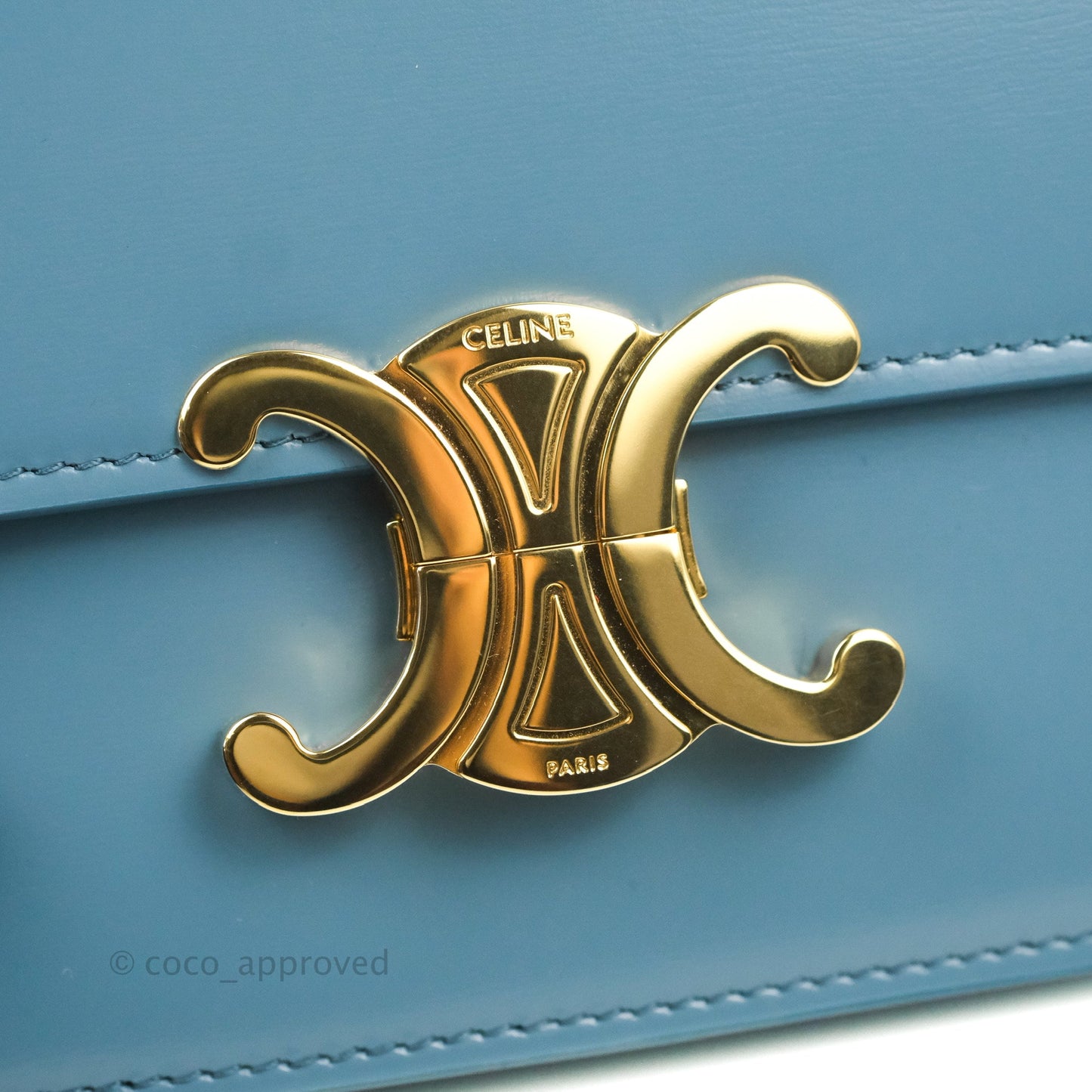 Celine Teen Triomphe Bag Shiny Calfskin Denim Blue