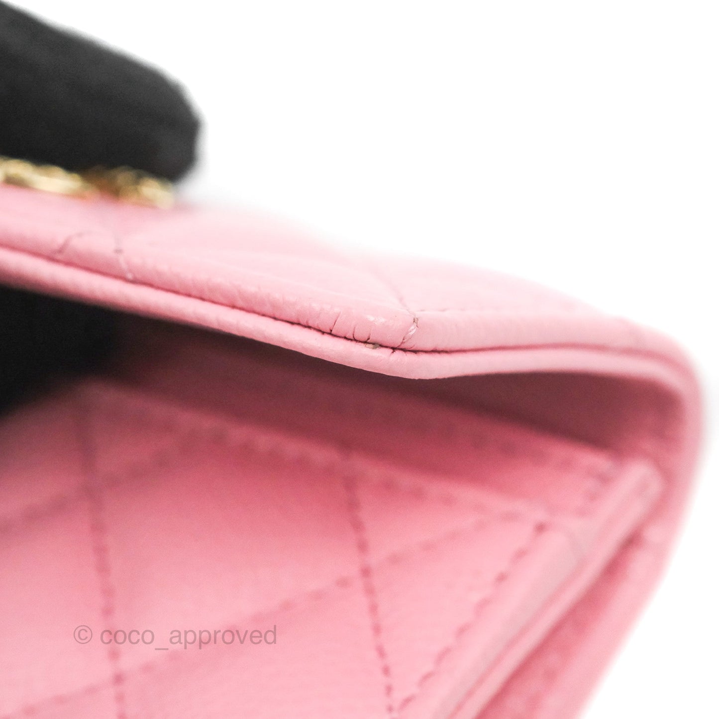 Chanel Quilted Flap Card Holder Pink Caviar Gold Hardware