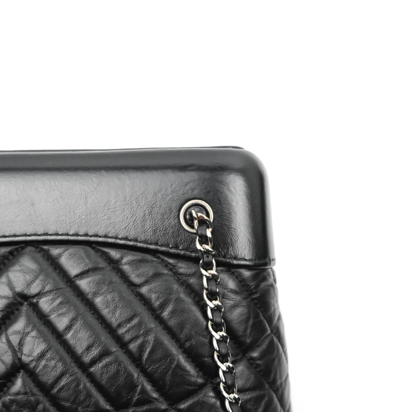 Chanel Chevron Small Gabrielle Backpack Black Aged Calfskin
