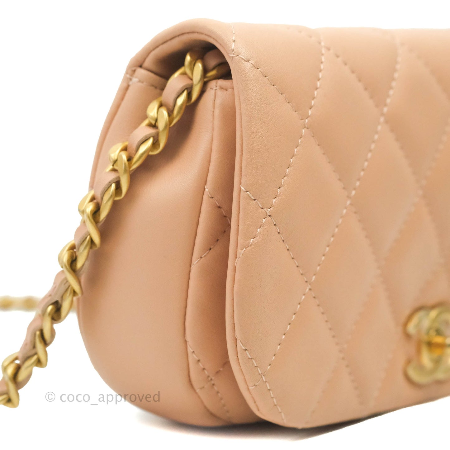 Chanel Clutch with Chain Beige Pink Calfskin Aged Gold Hardware
