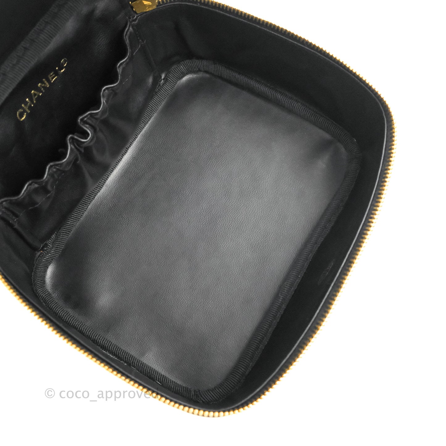 Chanel Vintage Vanity Case Black Caviar Gold Hardware