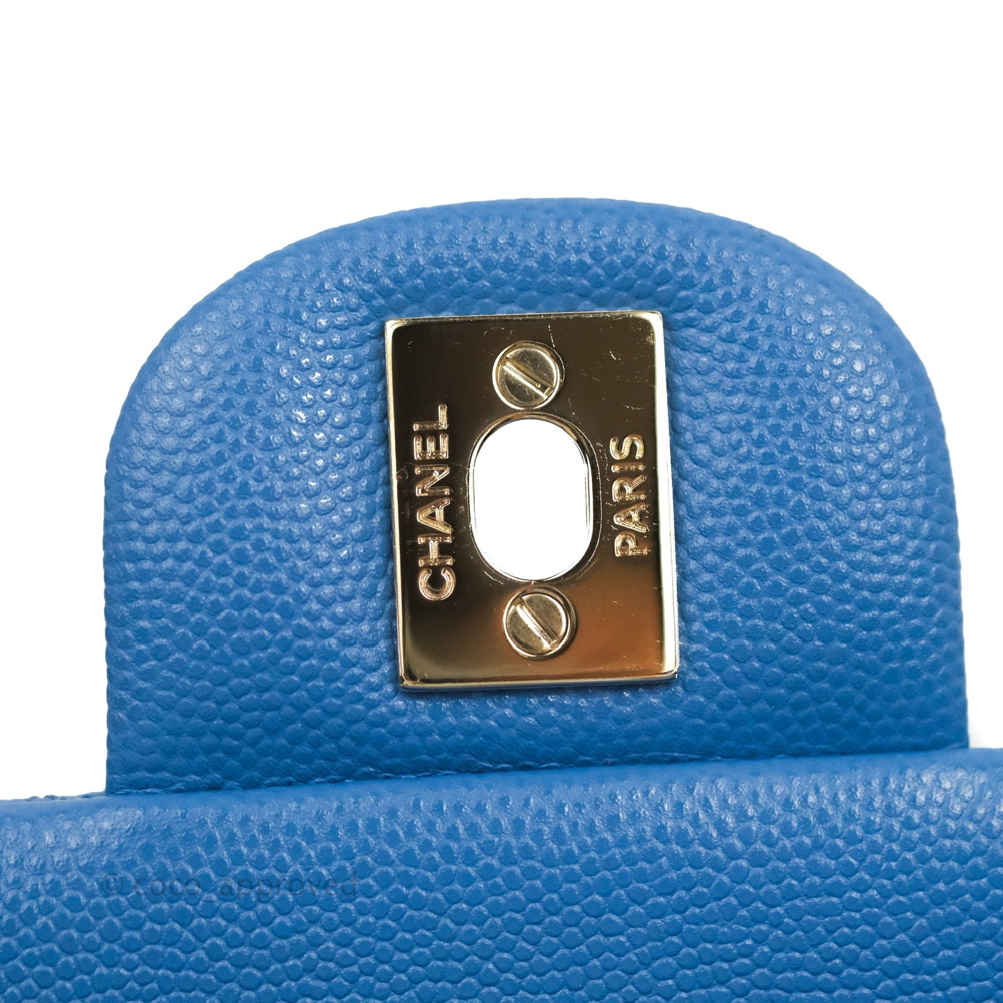 Chanel Classic M/L Medium Flap Quilted Blue Caviar Gold Hardware 21P