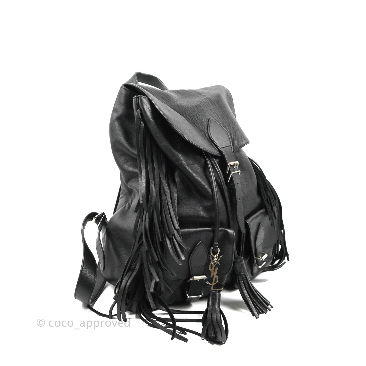 Saint Laurent Festival Fringe Backpack Black Calfskin